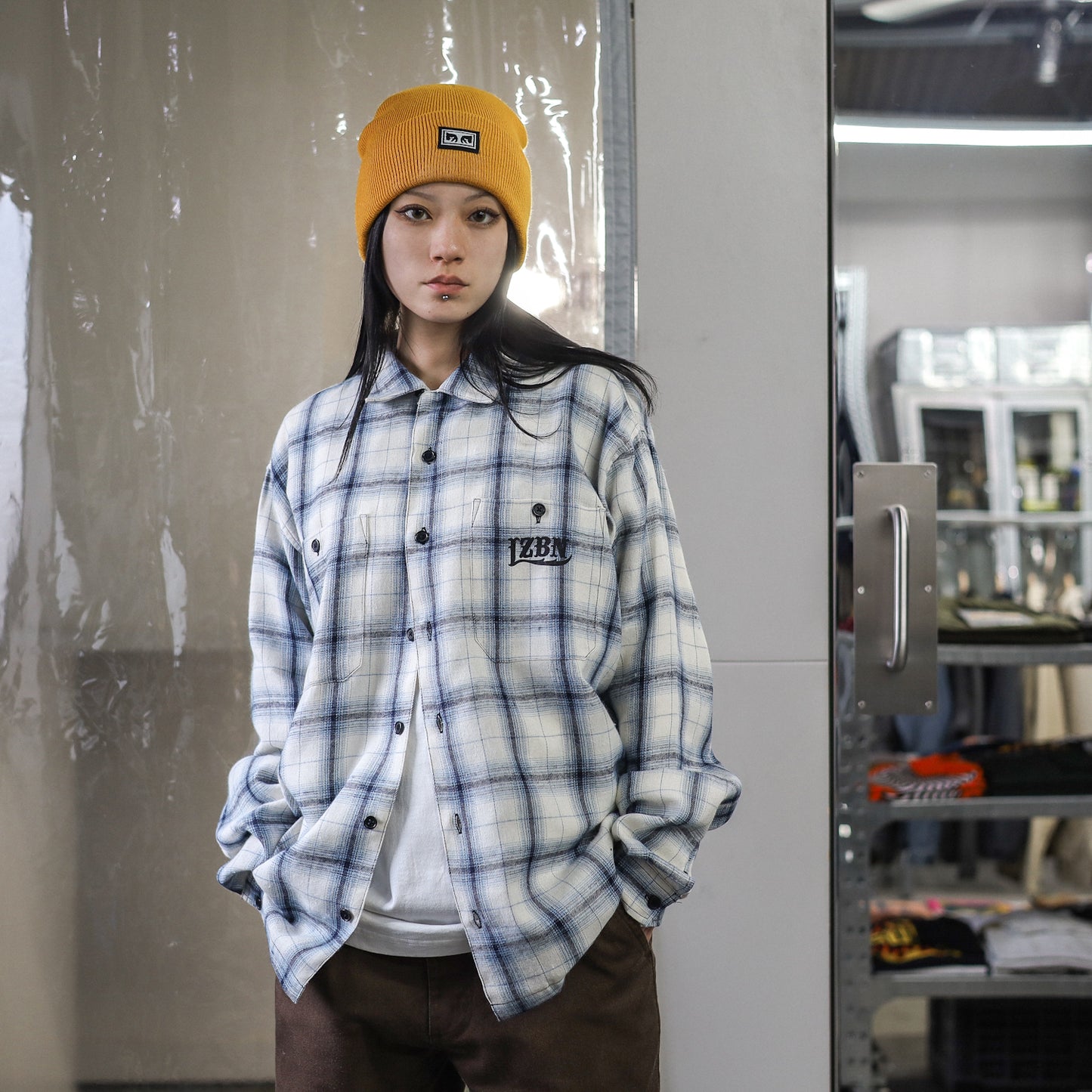 LZBN / LZBN LOGO RELAXED FLANNEL SHIRT (UNBLEACHED)