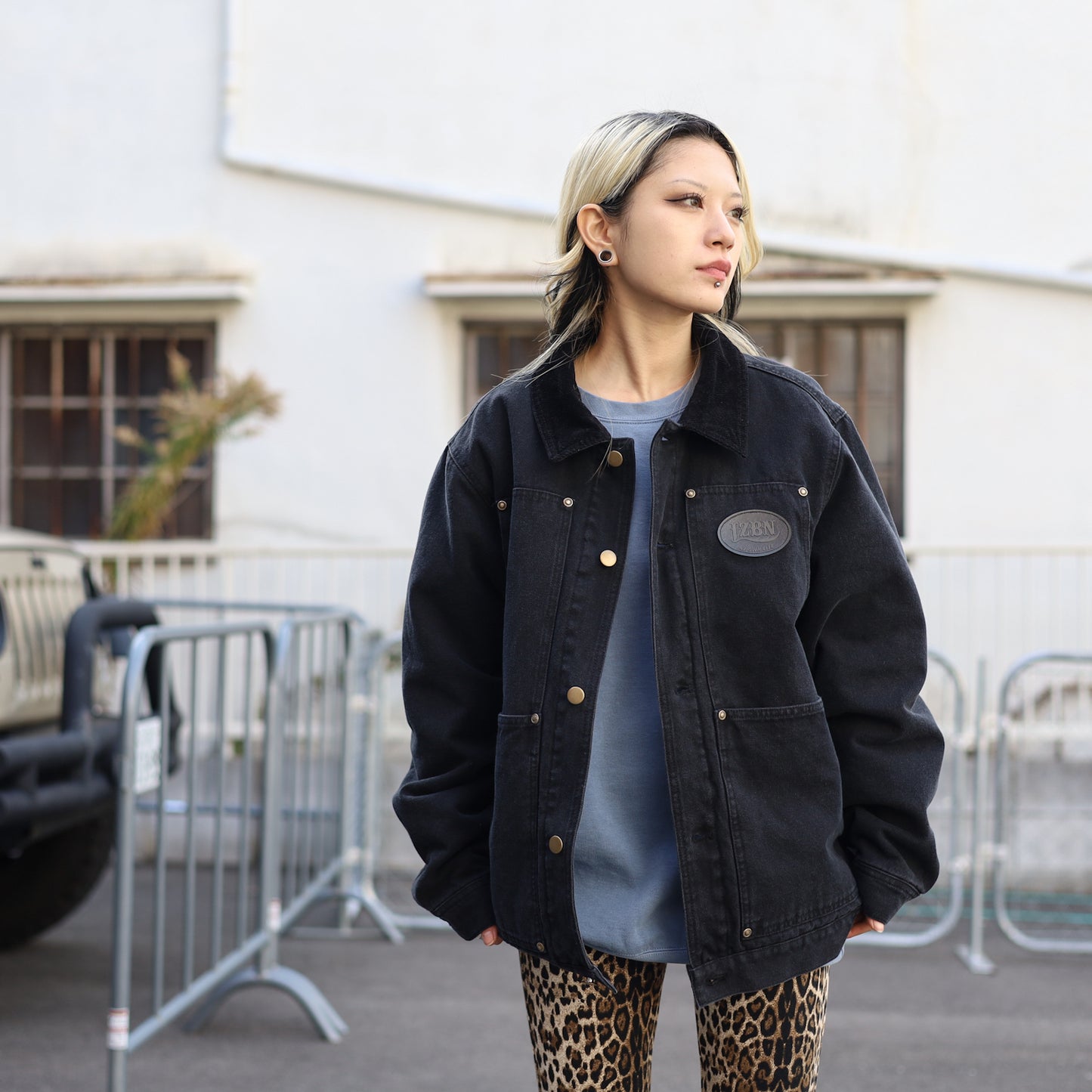 LZBN / OVAL LOGO PATCH CANVAS WORK JACKET (BLACK)