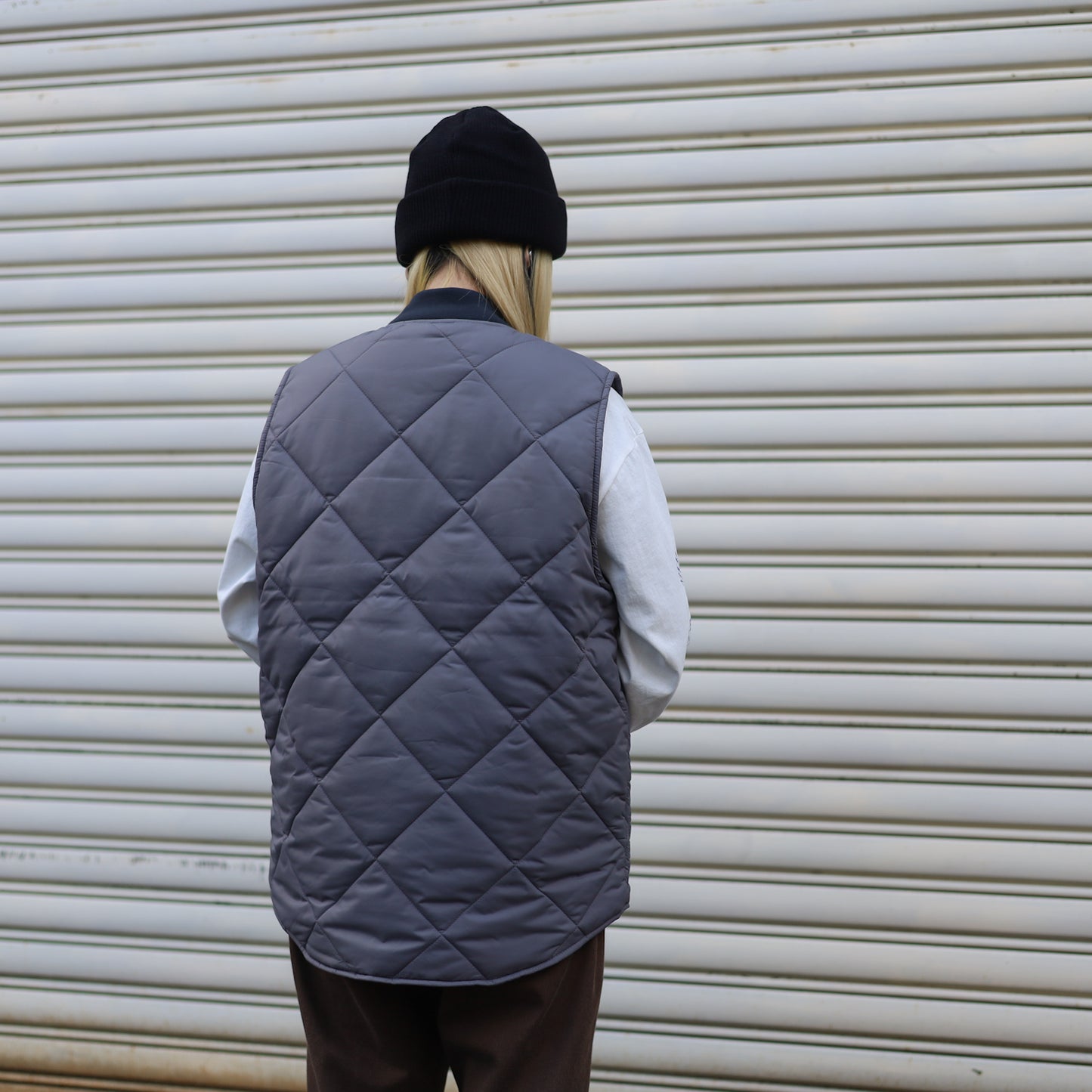 BLUCO / RIB COLLAR QUILTING VEST (GRAY)