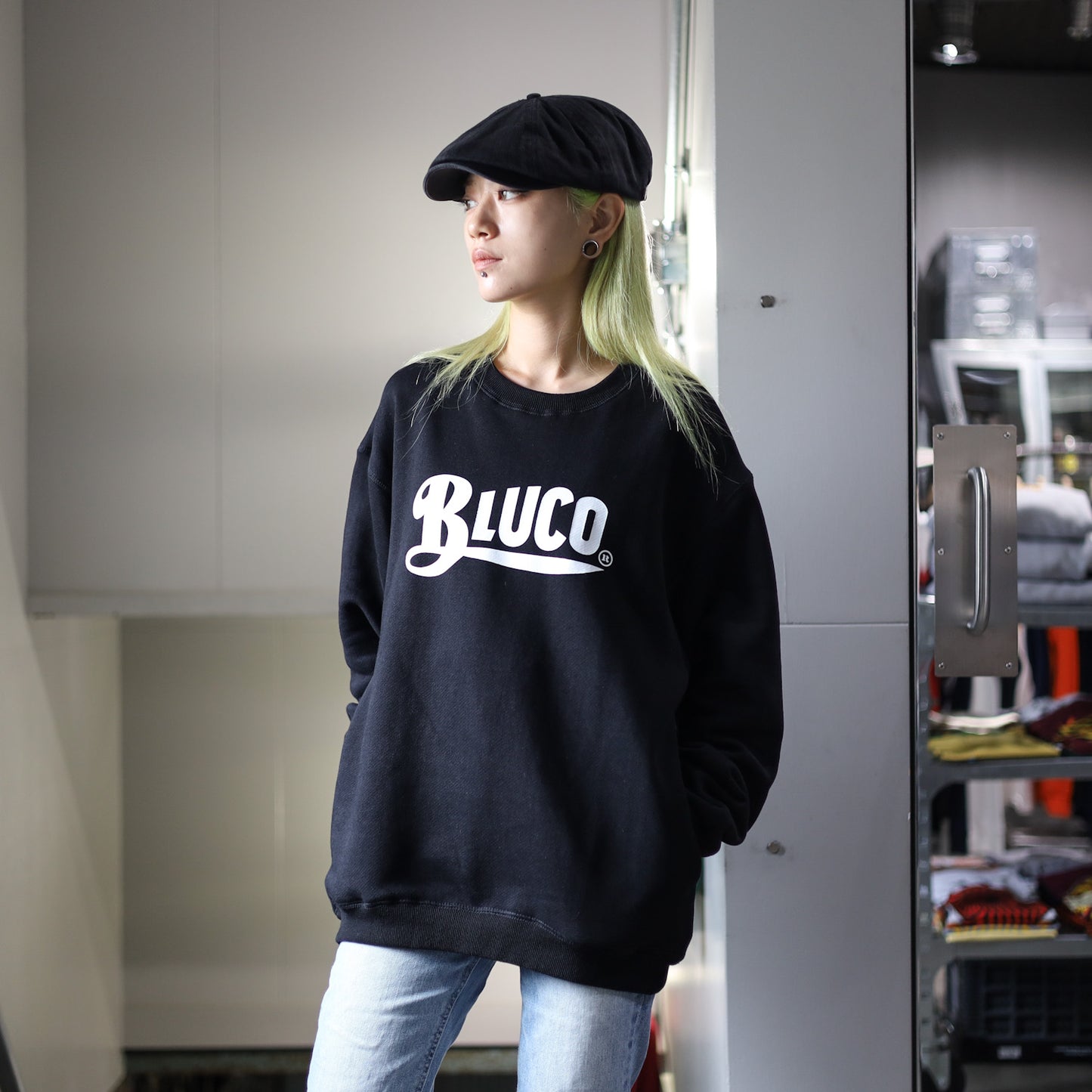 BLUCO / HEAVY PILE SWEATSHIRTS -OLD LOGO- (BLACK)