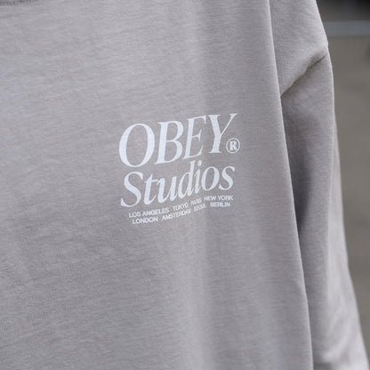 OBEY / OBEY STUDIOS ICON HEAVYWEIGHT L/S TEE (SILVER GREY)
