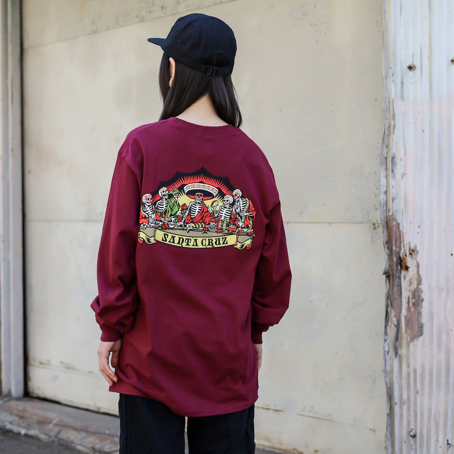 SANTA CRUZ / GUZMAN DEAD DINERS L/S TEE (MAROON)