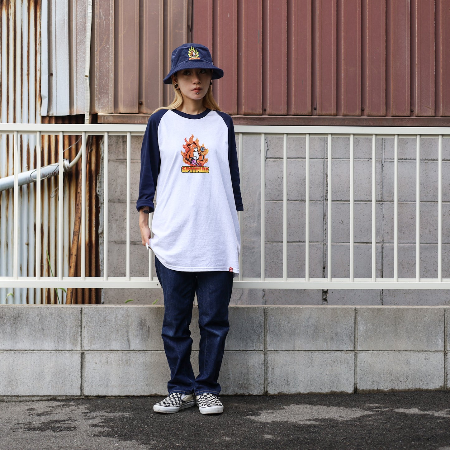 SPITFIRE / LIL BEATDOWNS 3/4 TEE (WHITE/NAVY)