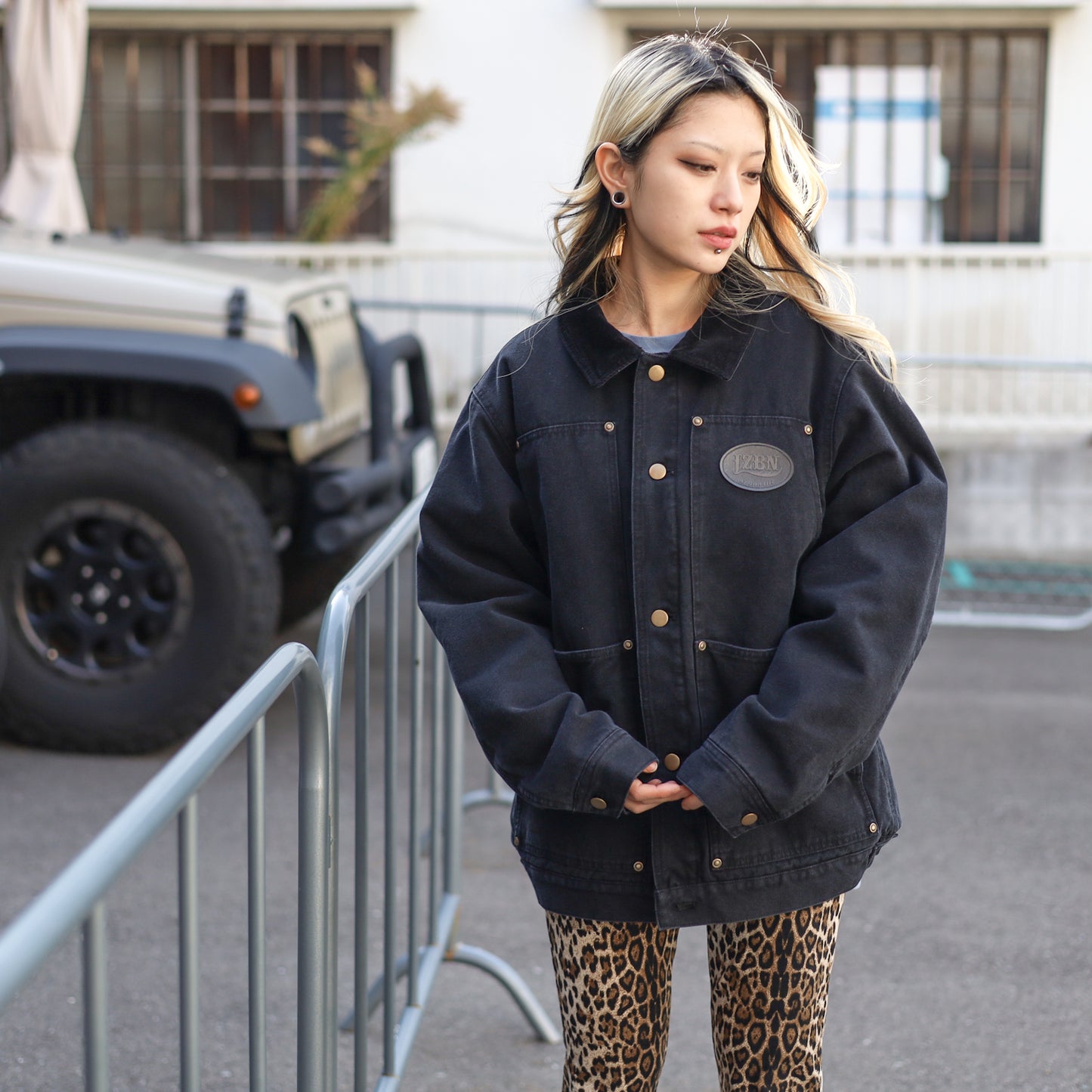 LZBN / OVAL LOGO PATCH CANVAS WORK JACKET (BLACK)