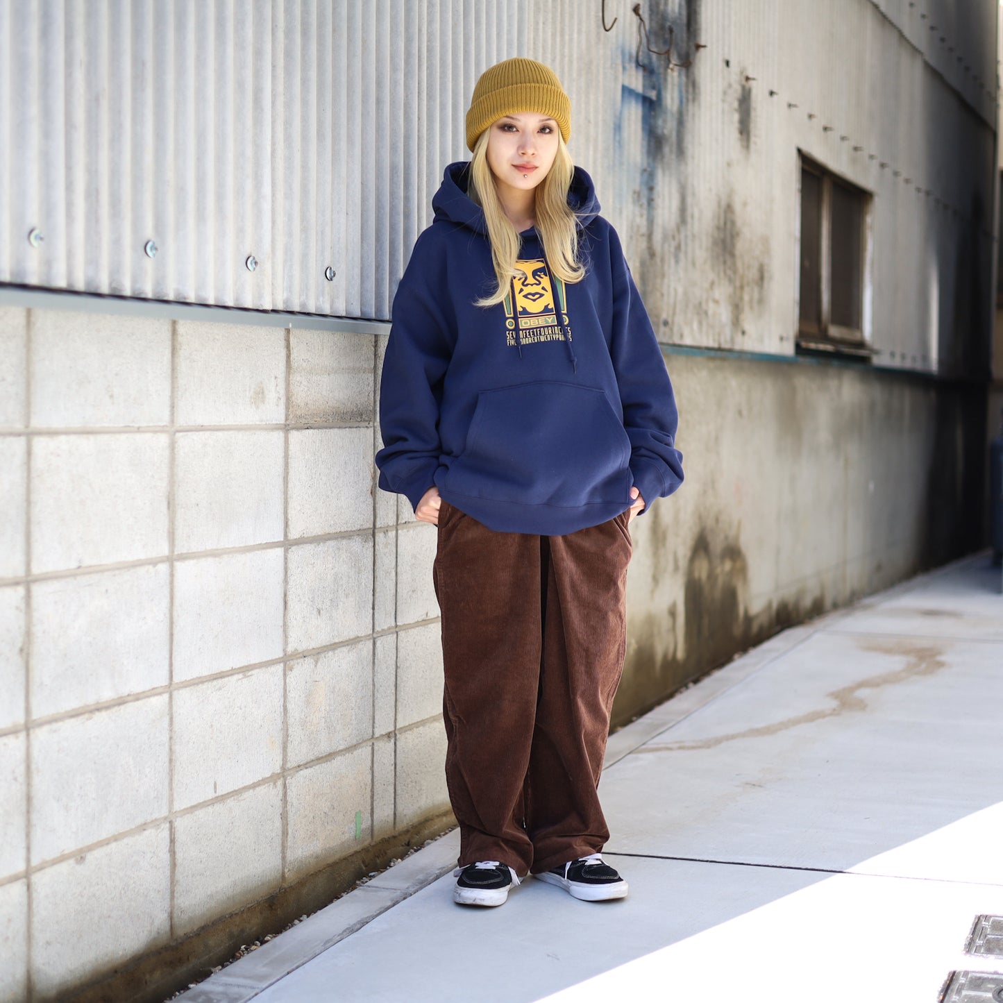 OBEY / OBEY DOUBLE EXCLAMATION HOODIE (ACADEMY NAVY)