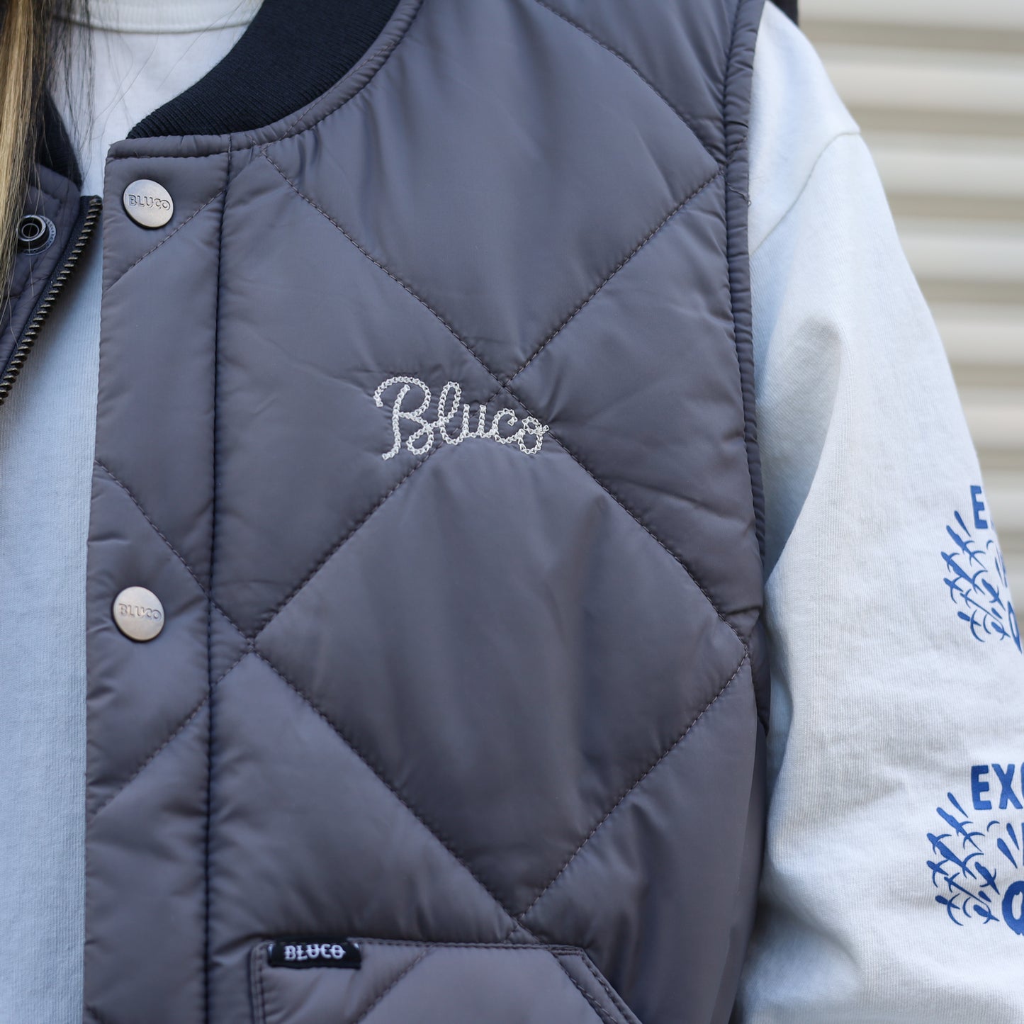 BLUCO / RIB COLLAR QUILTING VEST (GRAY)