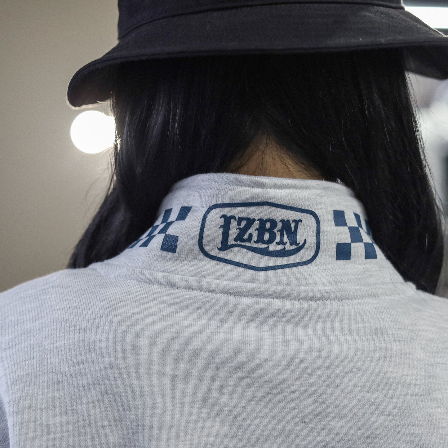 LZBN / HEXAGON & CHECKER HALF ZIP SWEAT (ASH)
