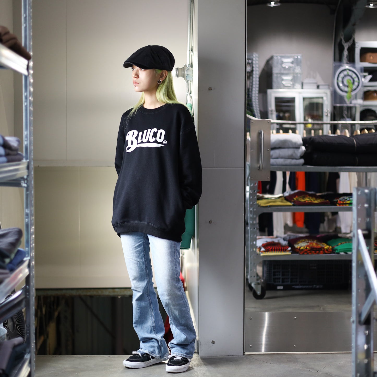 BLUCO / HEAVY PILE SWEATSHIRTS -OLD LOGO- (BLACK)
