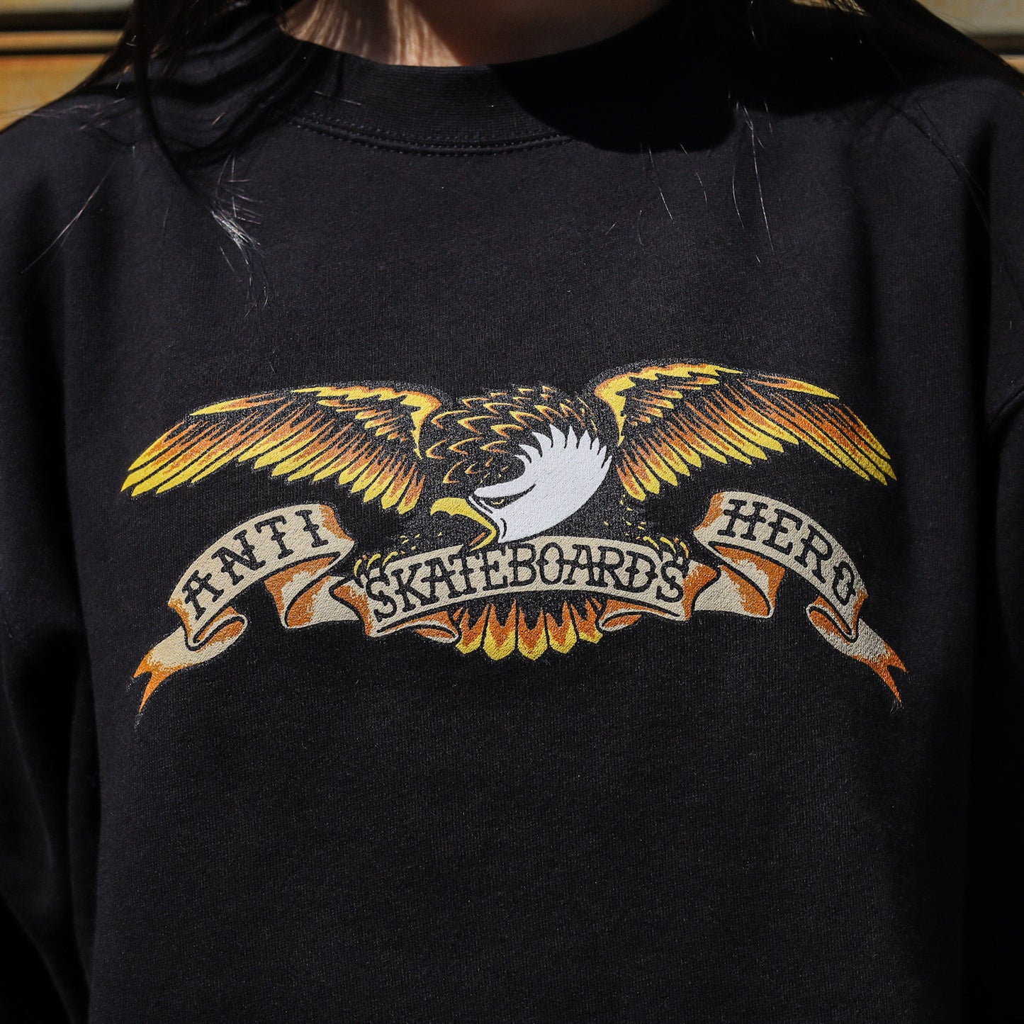 ANTIHERO / EAGLE CREWNECK SWEAT (BLACK/BLACK MULTI)