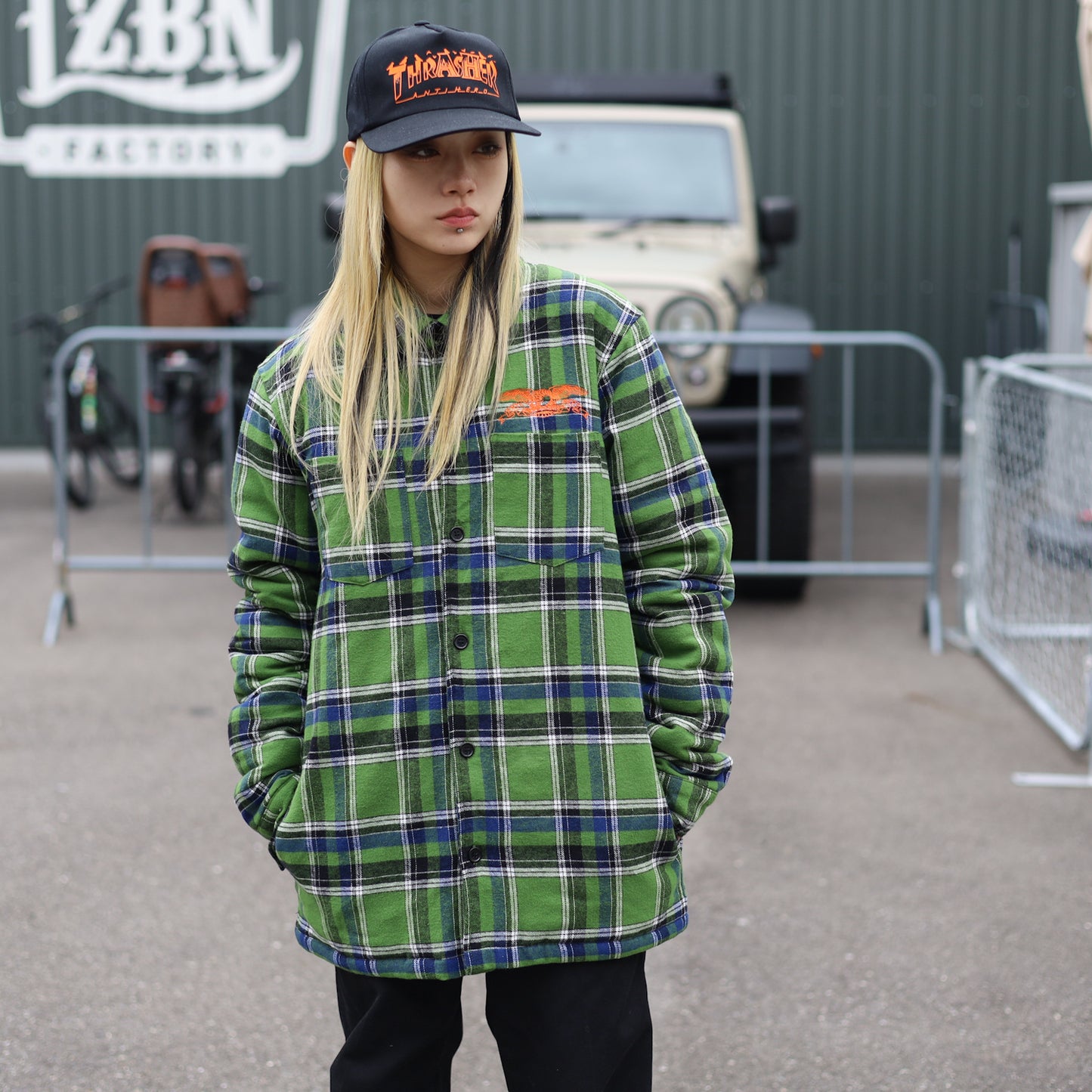 ANTIHERO / BASIC EAGLE FLANNEL JACKET (GREEN/BLUE MULTI)