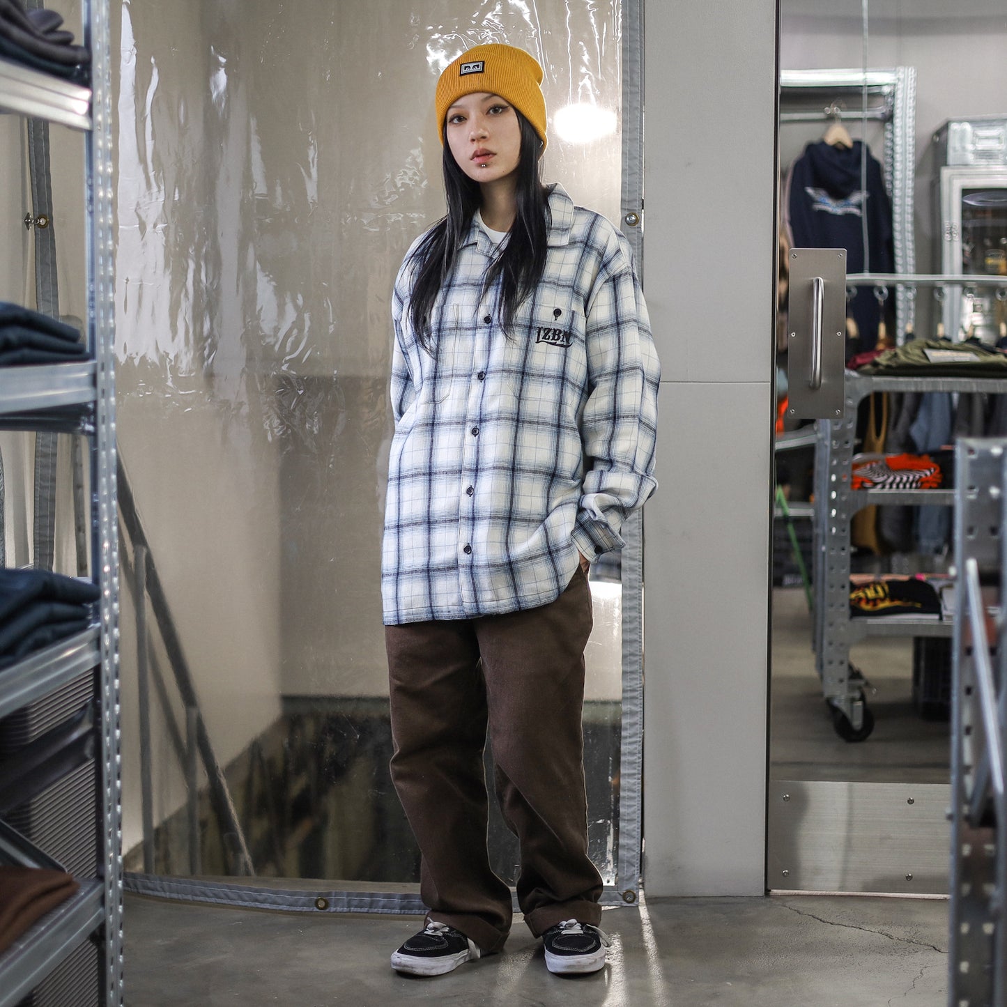 LZBN / LZBN LOGO RELAXED FLANNEL SHIRT (UNBLEACHED)