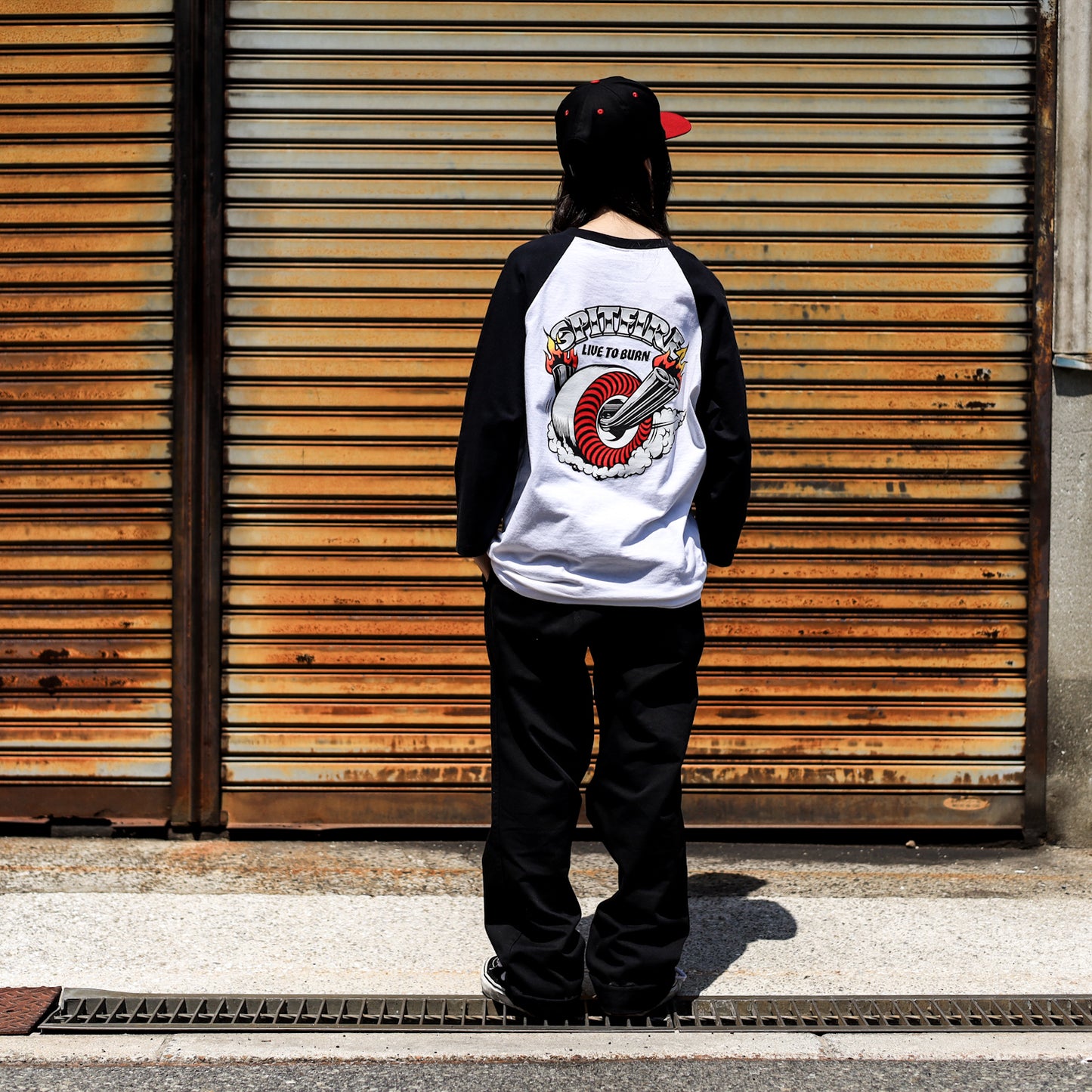 SPITFIRE / BURNOUT 3/4 TEE (WHITE/BLACK)