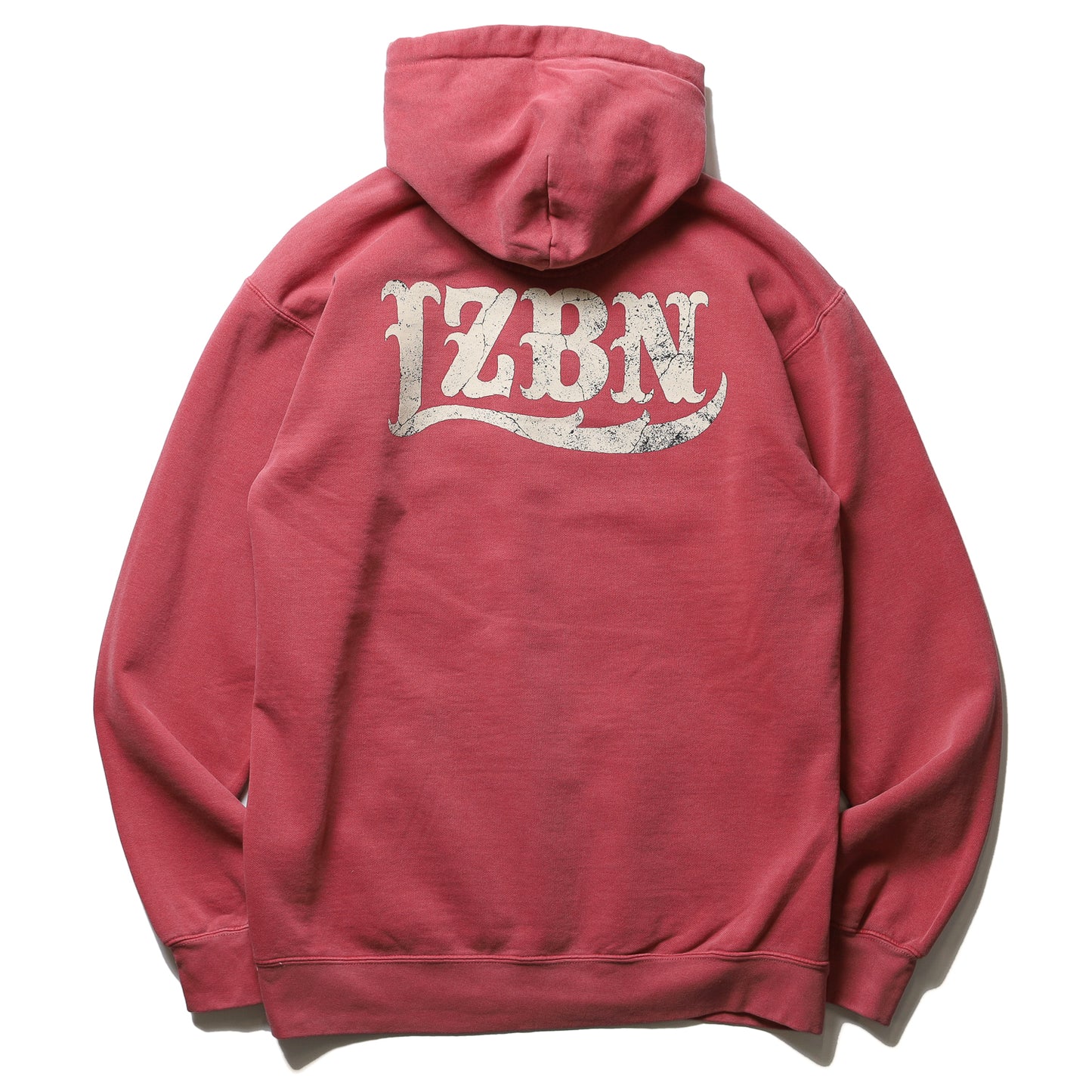 LZBN / STONE LZBN LOGO GARMENT DYED PULLOVER HOODIE (CRIMSON)