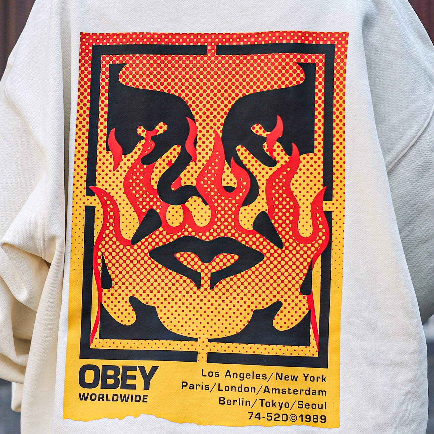 OBEY / OBEY ICON STENCIL FLAME HOODIE (UNBLEACHED)