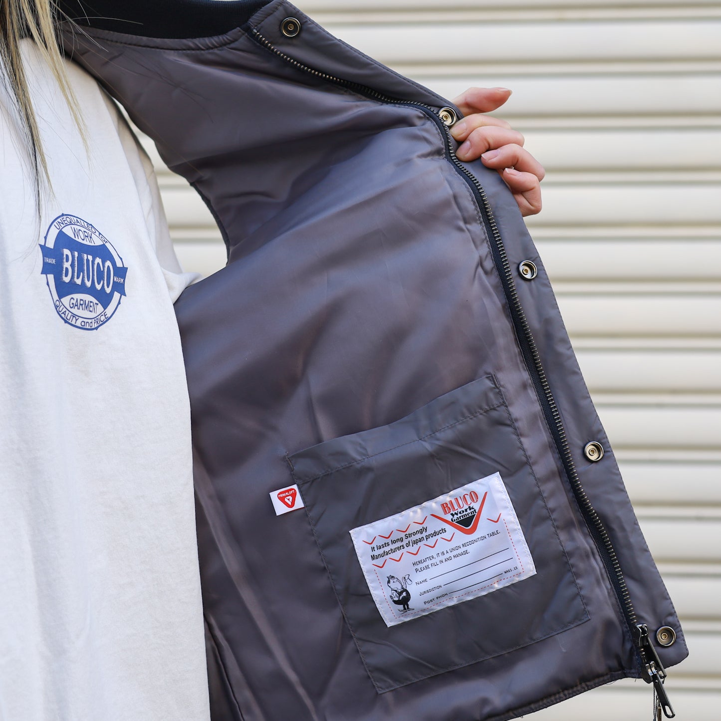 BLUCO / RIB COLLAR QUILTING VEST (GRAY)