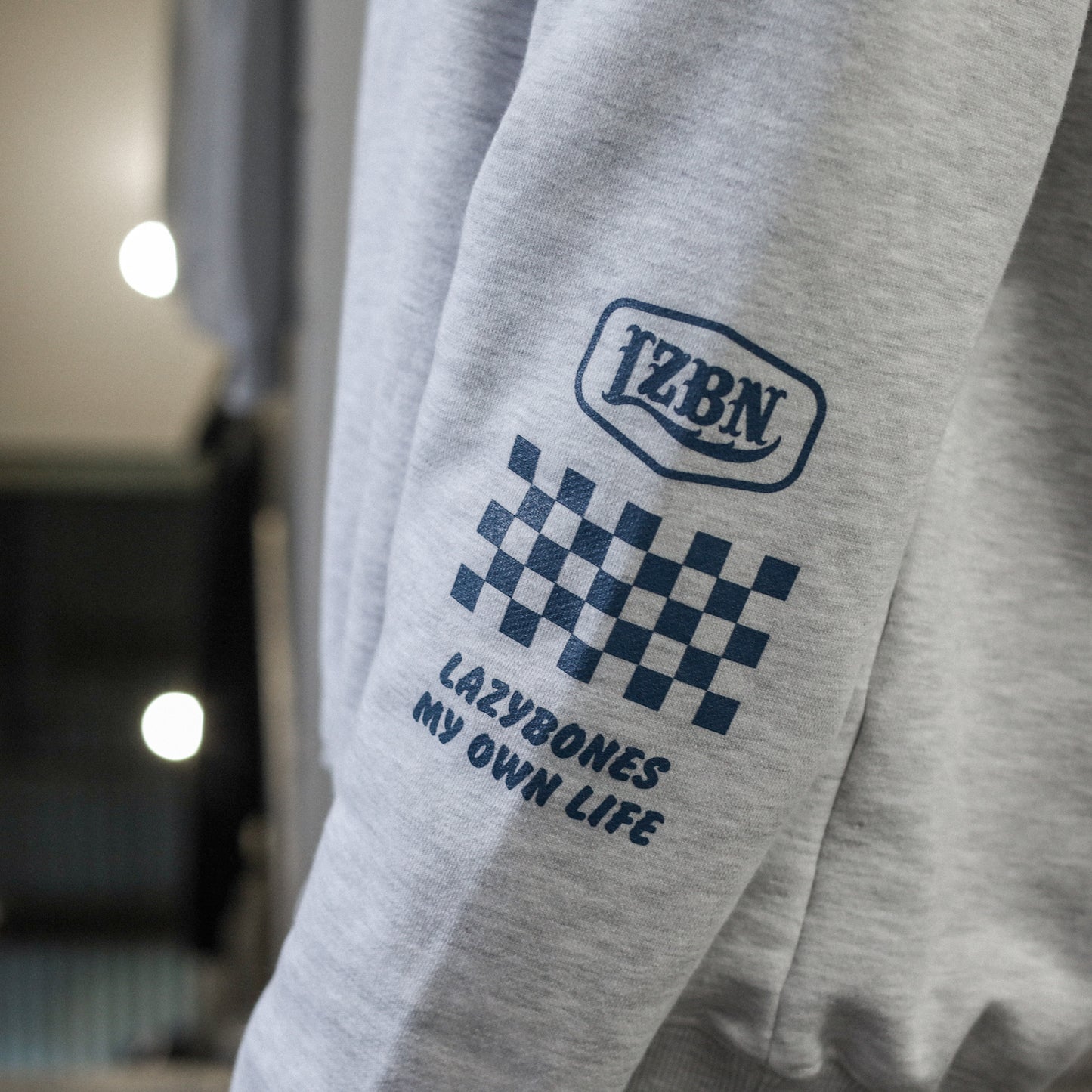 LZBN / HEXAGON & CHECKER HALF ZIP SWEAT (ASH)
