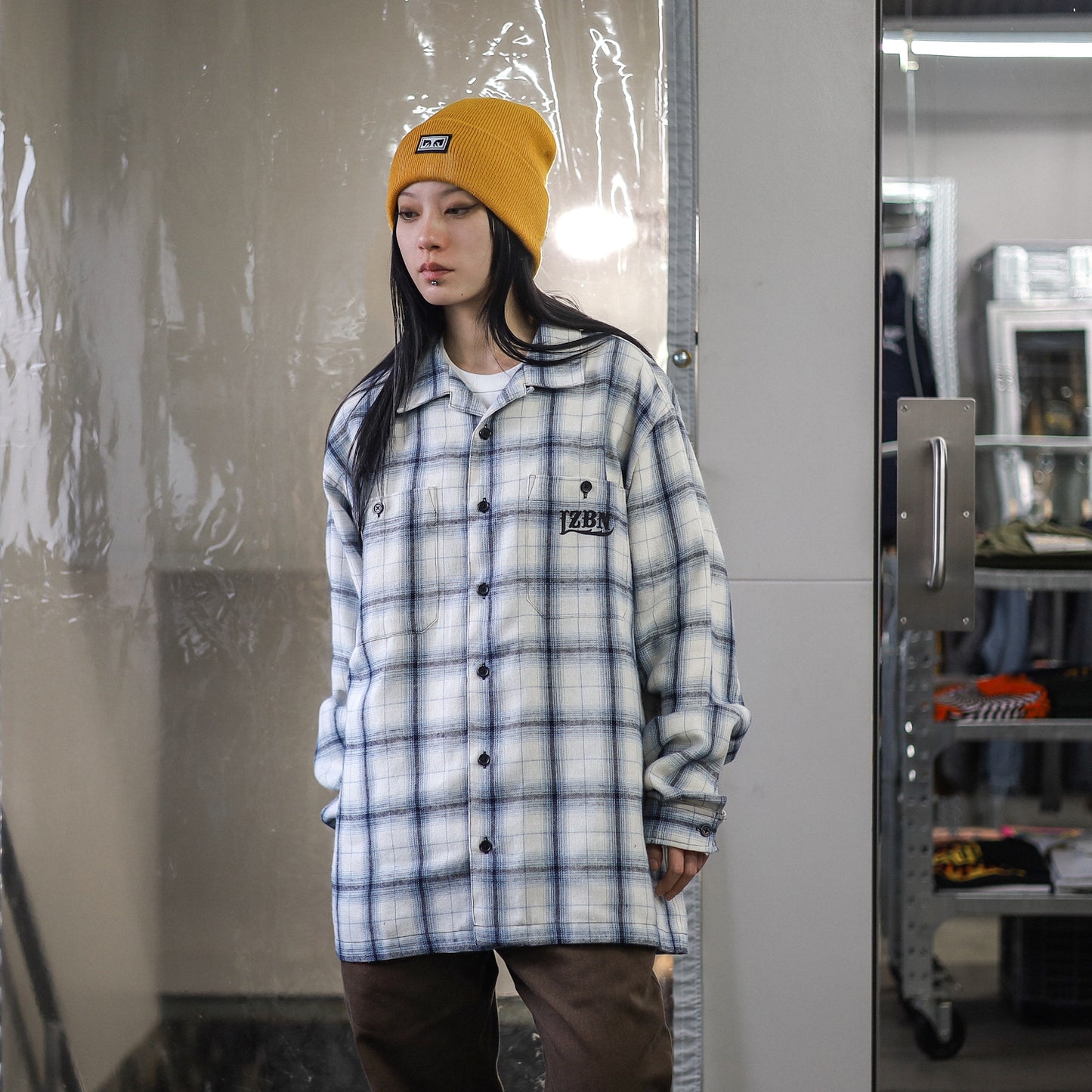 LZBN / LZBN LOGO RELAXED FLANNEL SHIRT (UNBLEACHED)