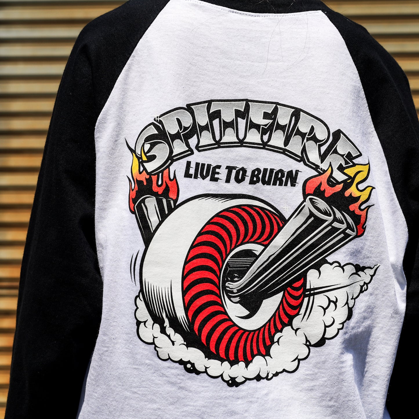 SPITFIRE / BURNOUT 3/4 TEE (WHITE/BLACK)