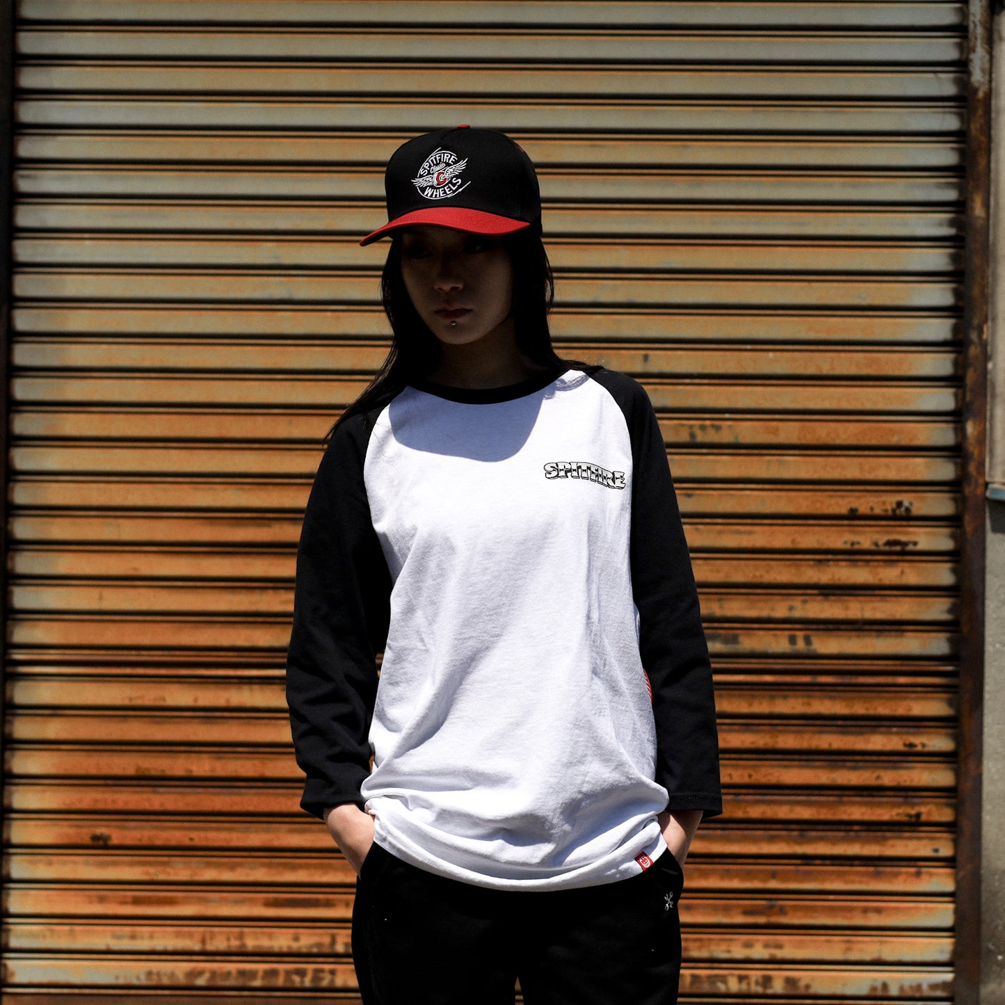 SPITFIRE / BURNOUT 3/4 TEE (WHITE/BLACK)