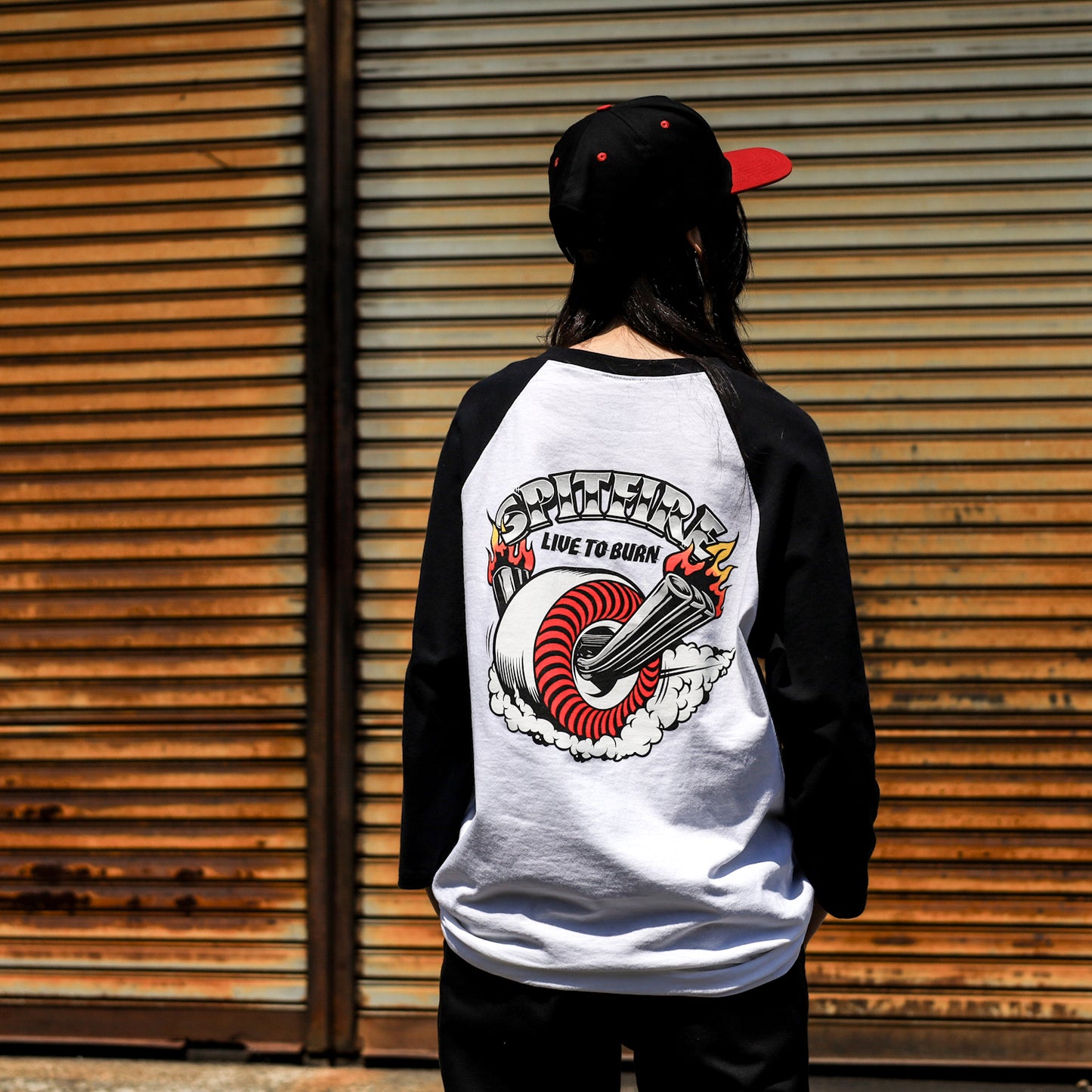 SPITFIRE / BURNOUT 3/4 TEE (WHITE/BLACK)
