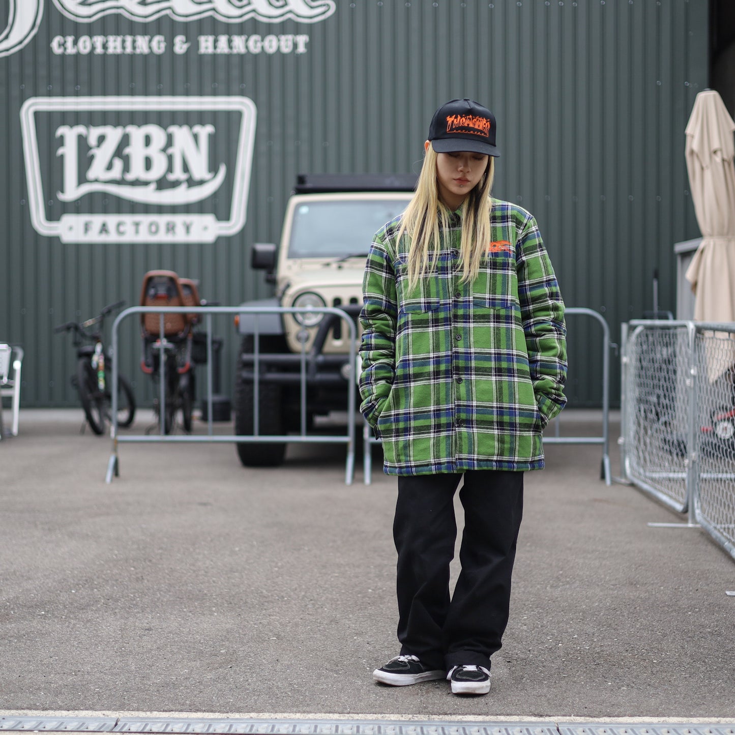 ANTIHERO / BASIC EAGLE FLANNEL JACKET (GREEN/BLUE MULTI)