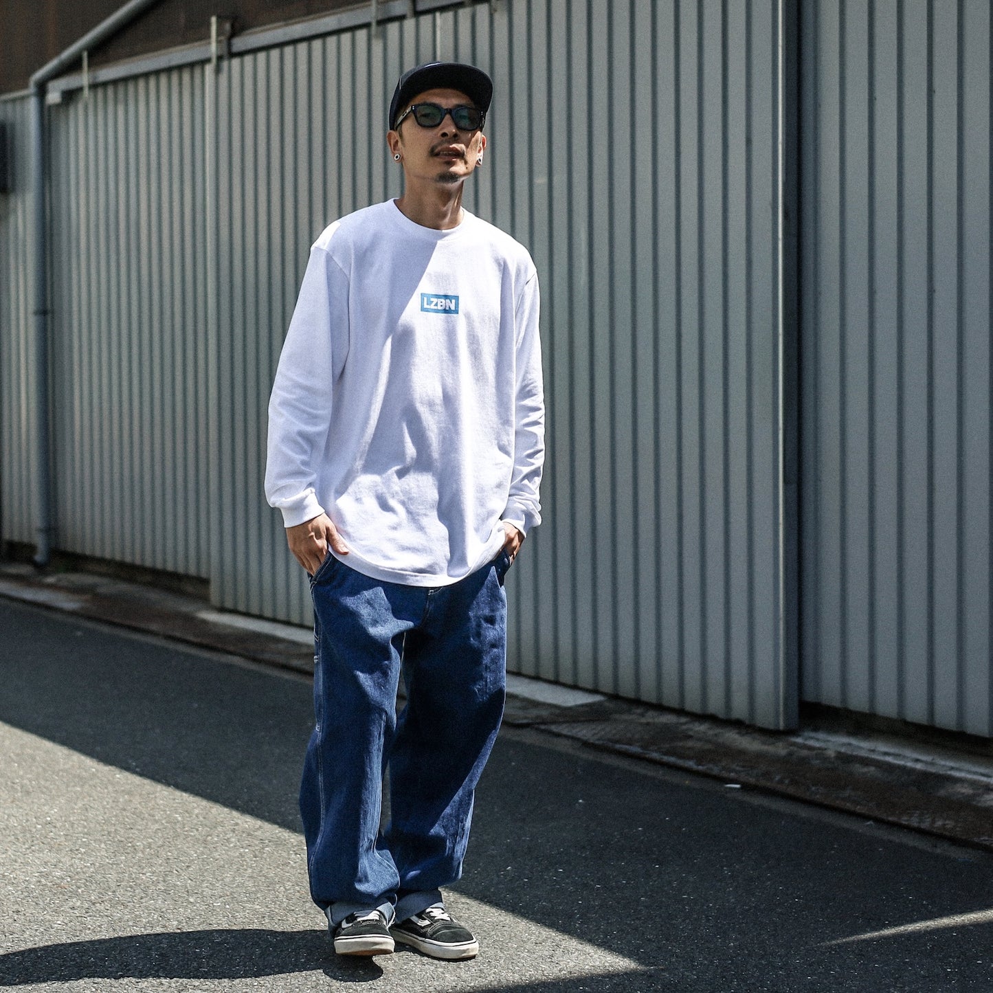 LZBN / WORKERS L/S TEE (WHITE/BLUE)