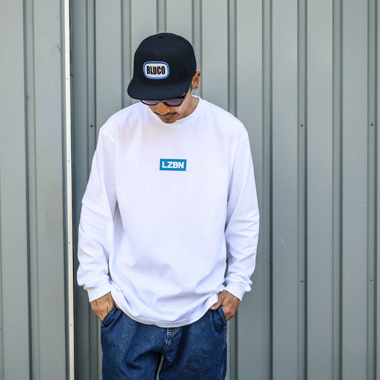 LZBN / WORKERS L/S TEE (WHITE/BLUE)