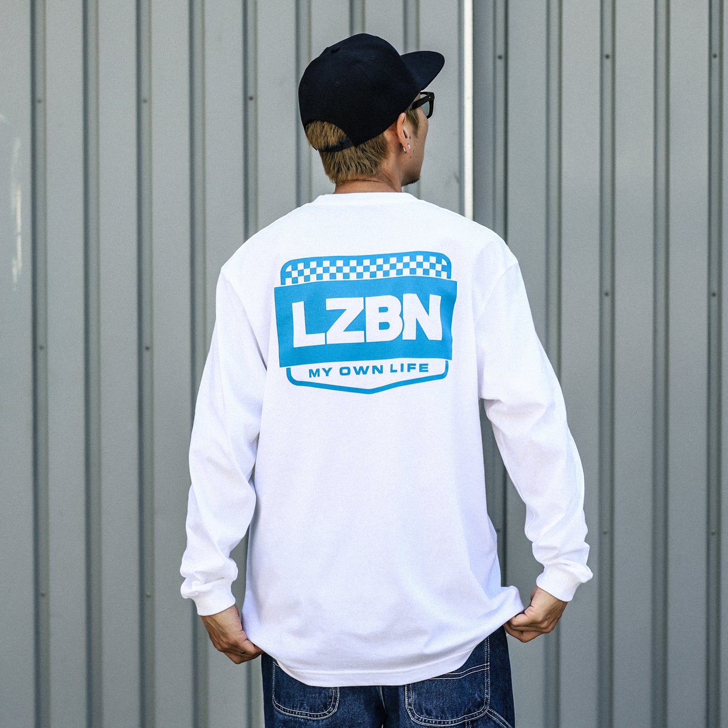LZBN / WORKERS L/S TEE (WHITE/BLUE)