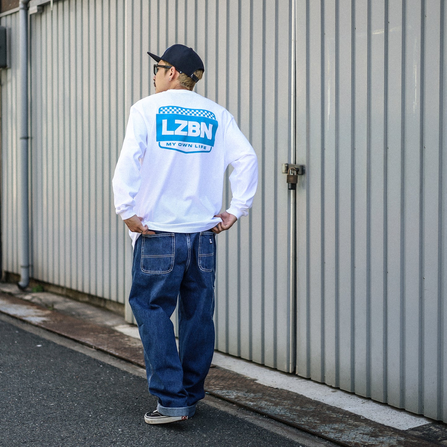LZBN / WORKERS L/S TEE (WHITE/BLUE)