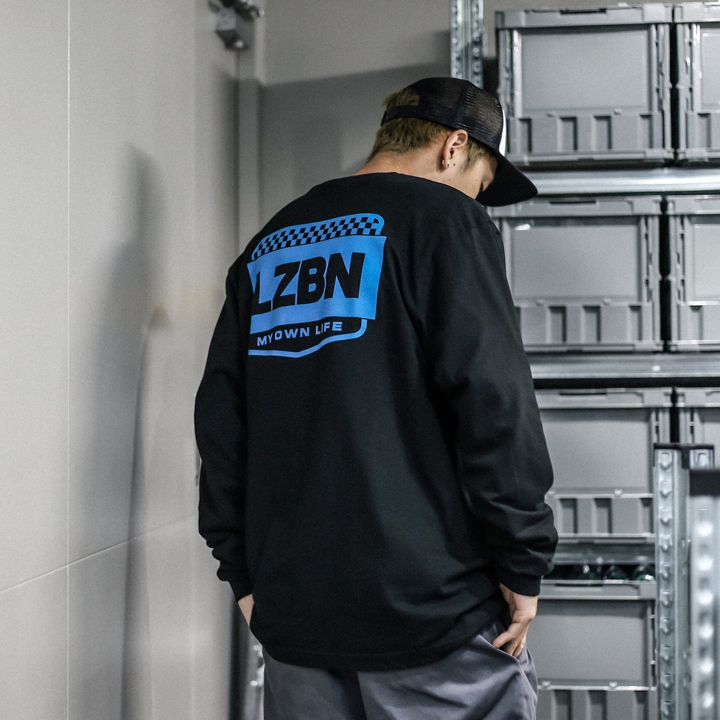 LZBN / WORKERS L/S TEE (BLACK/BLUE)