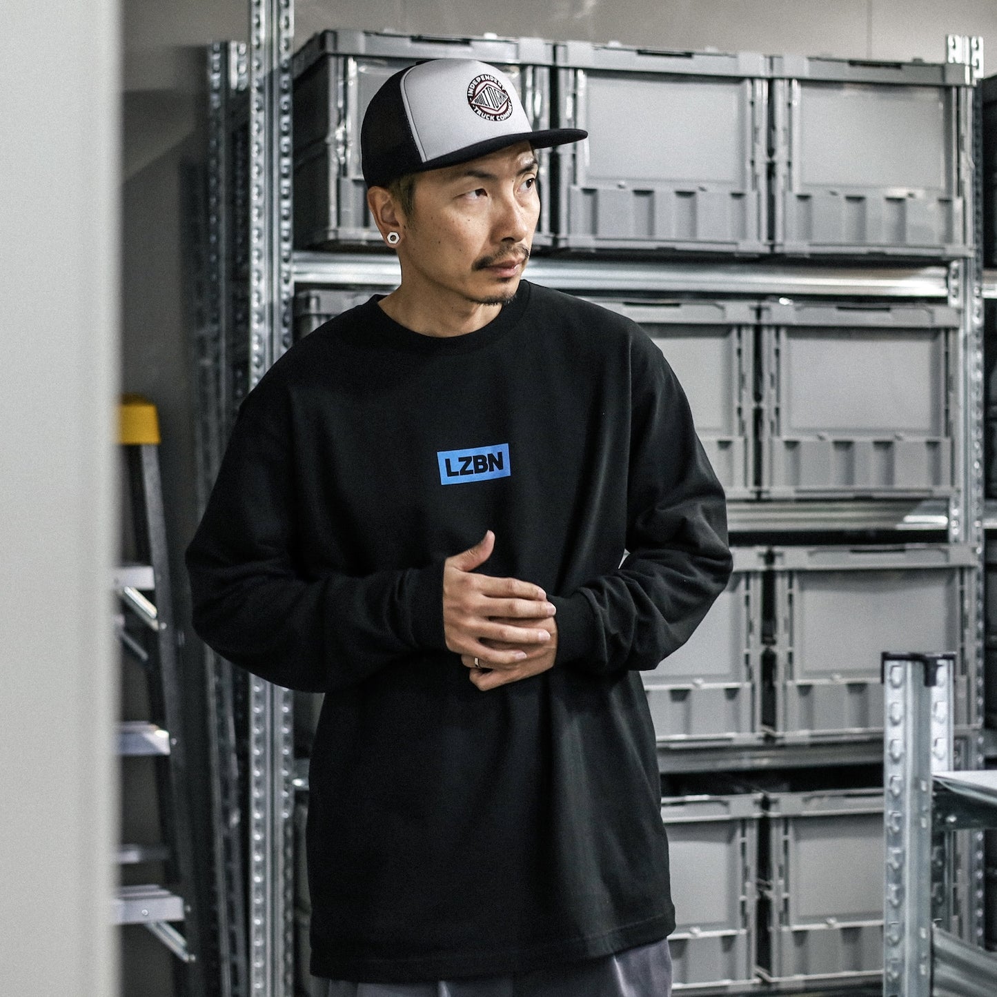 LZBN / WORKERS L/S TEE (BLACK/BLUE)