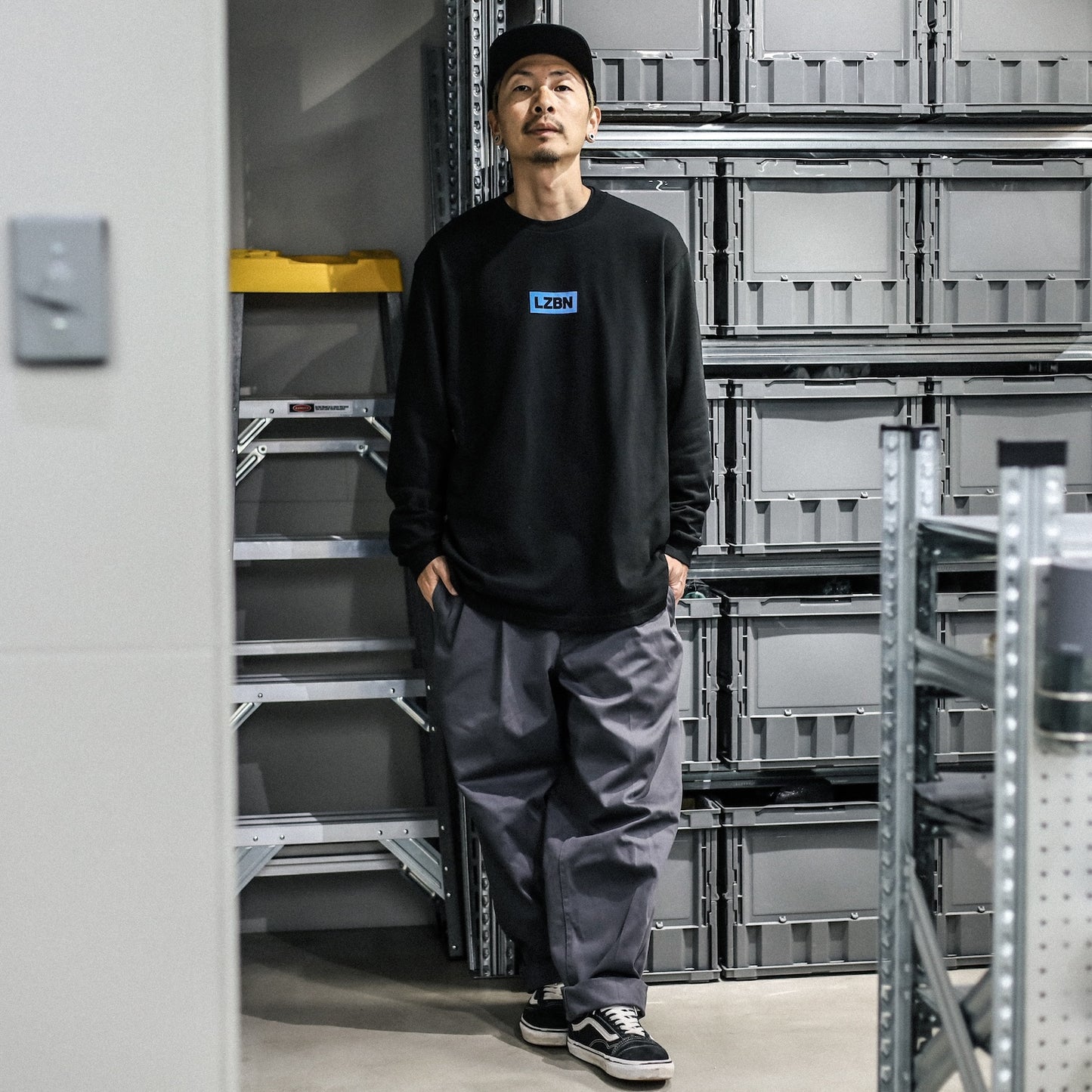 LZBN / WORKERS L/S TEE (BLACK/BLUE)