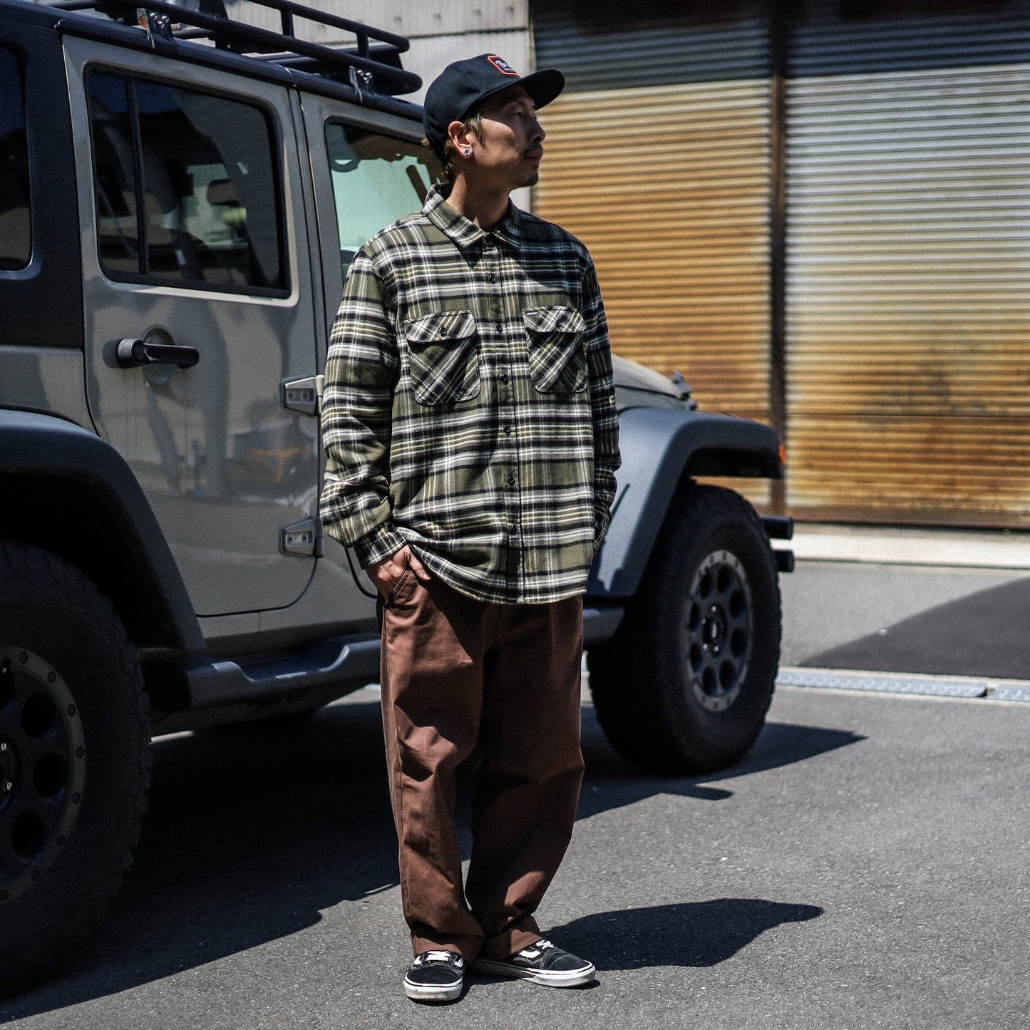 BRIXTON / BOWERY L/S FLANNEL SHIRT (IVY GREEN/OLIVE SURPLUS/BLACK)