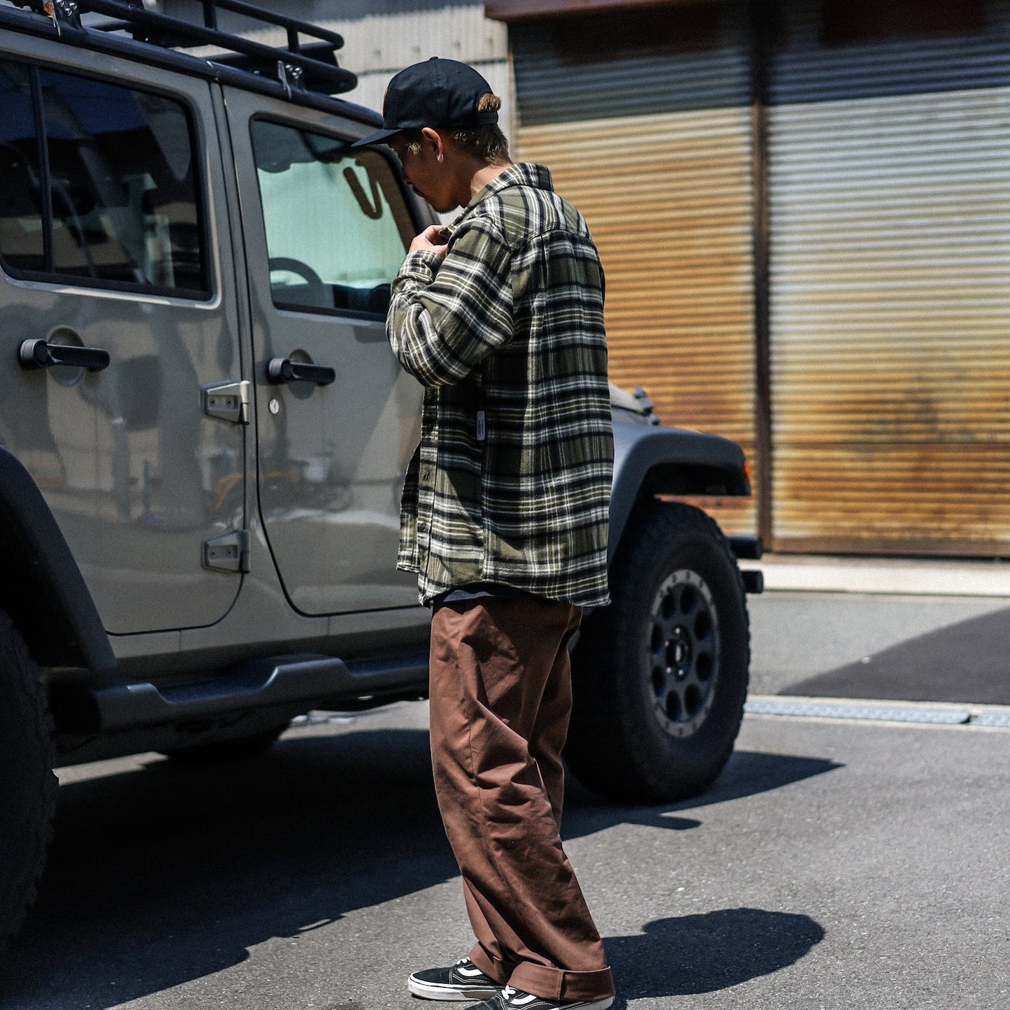 BRIXTON / BOWERY L/S FLANNEL SHIRT (IVY GREEN/OLIVE SURPLUS/BLACK)