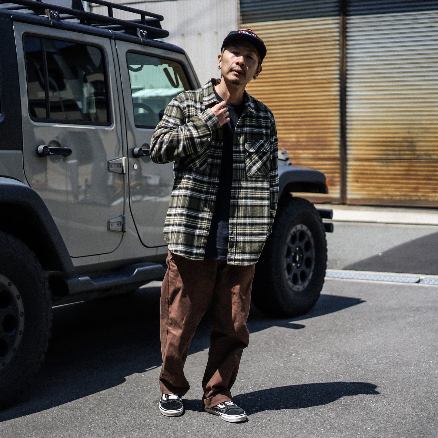 BRIXTON / BOWERY L/S FLANNEL SHIRT (IVY GREEN/OLIVE SURPLUS/BLACK)