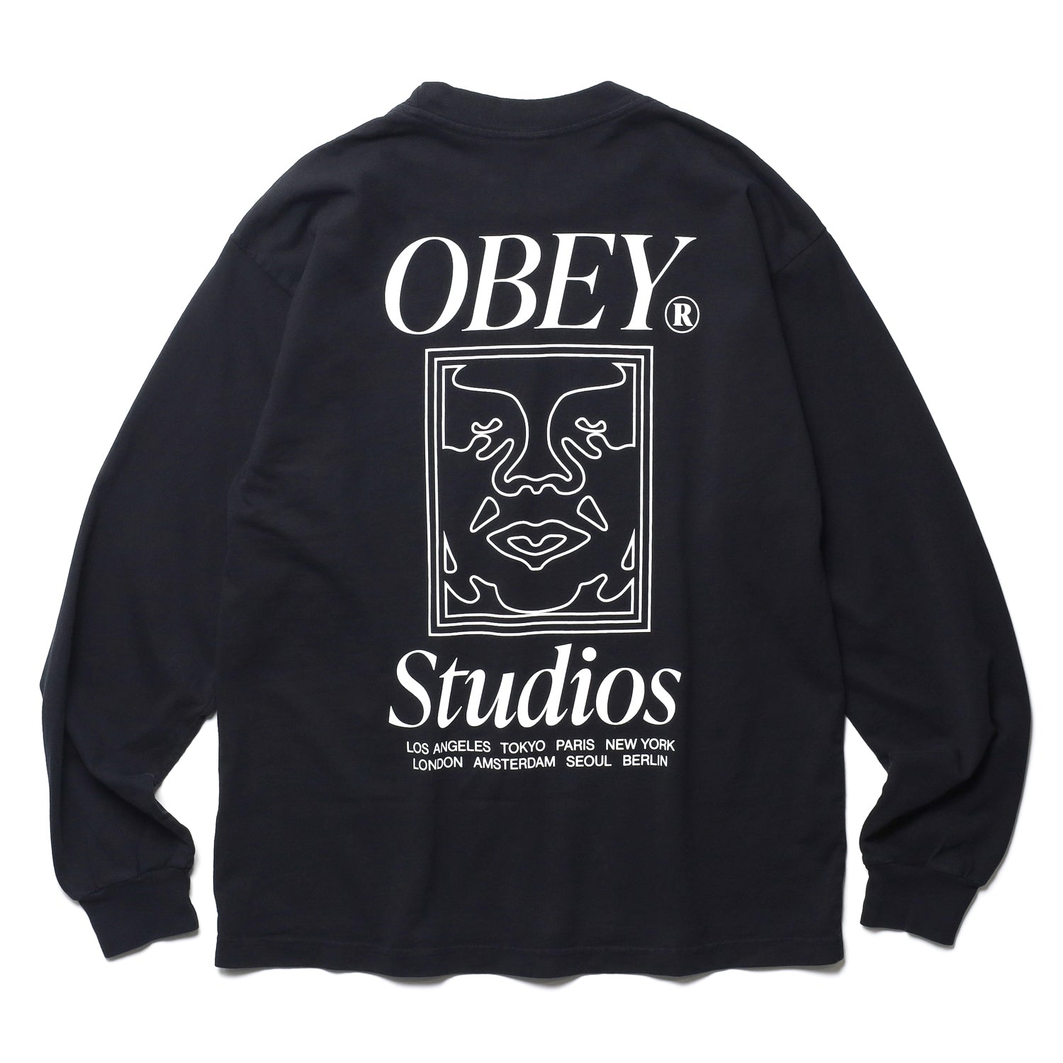 OBEY / OBEY STUDIOS ICON HEAVYWEIGHT L/S TEE (JET BLACK)