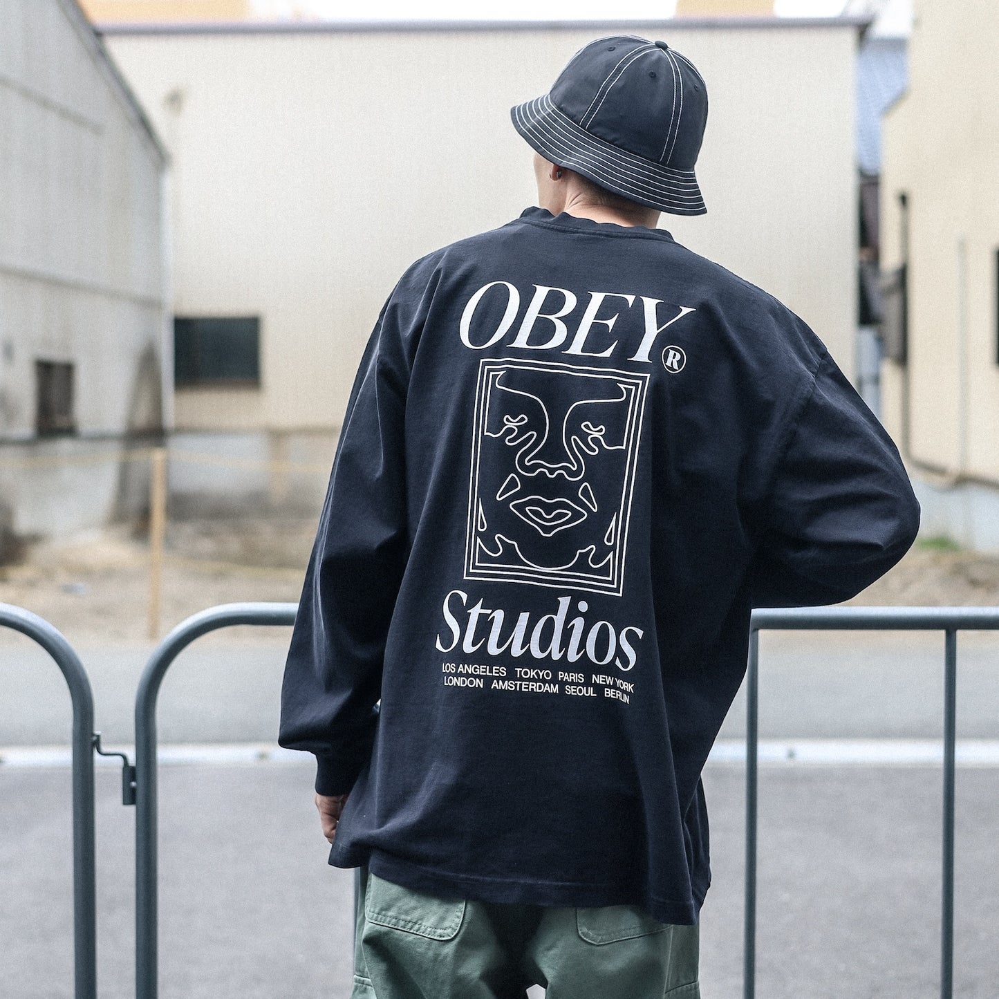 OBEY / OBEY STUDIOS ICON HEAVYWEIGHT L/S TEE (JET BLACK)