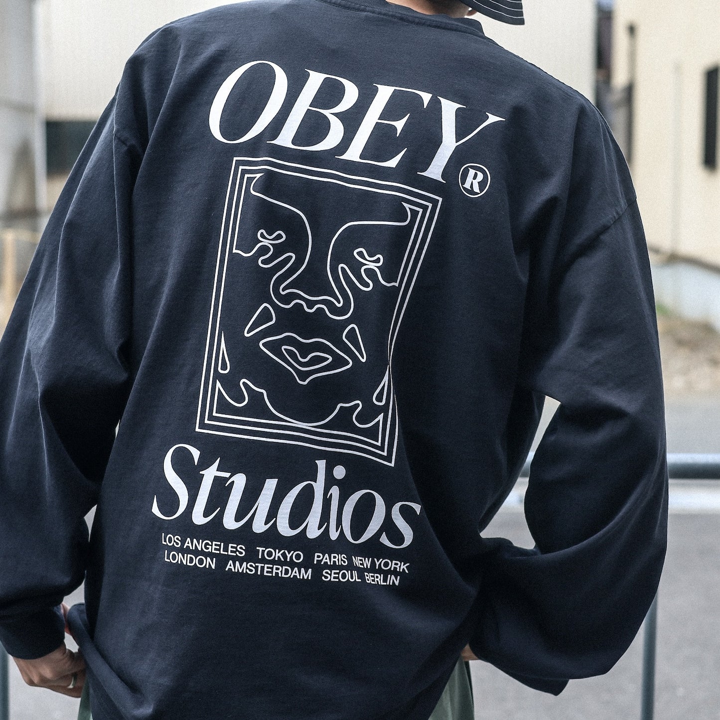 OBEY / OBEY STUDIOS ICON HEAVYWEIGHT L/S TEE (JET BLACK)