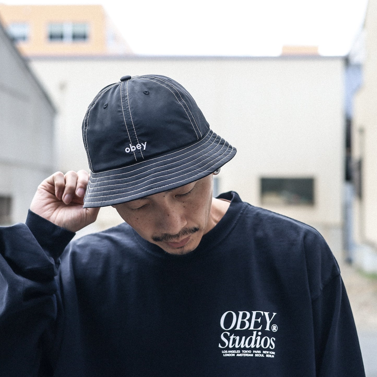 OBEY / NOVIO NYLON BUCKET HAT (BLACK)