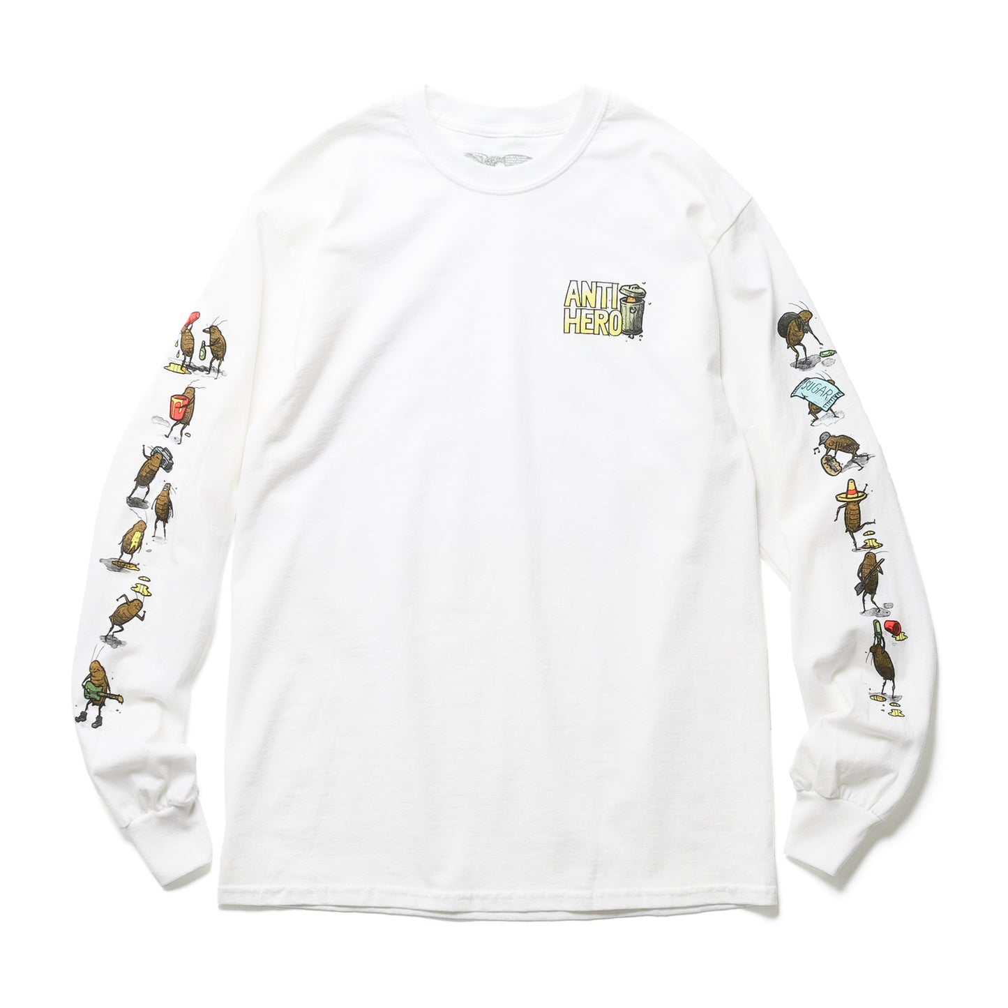 ANTIHERO / ROACHED OUT L/S TEE (WHITE/MULTI)