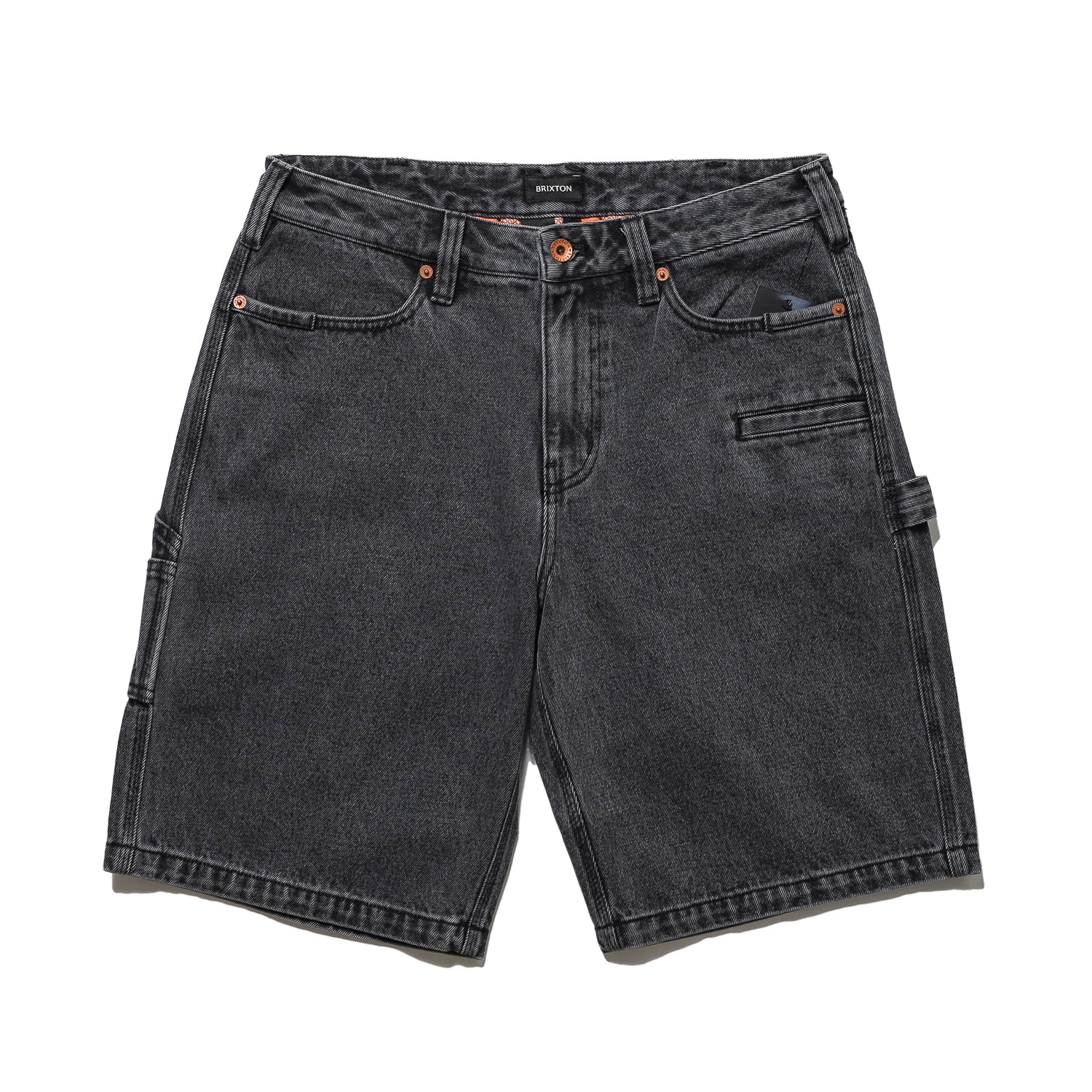 BRIXTON / BUILDERS CARPENTER BAGGY SHORT (WASHED BLACK DENIM