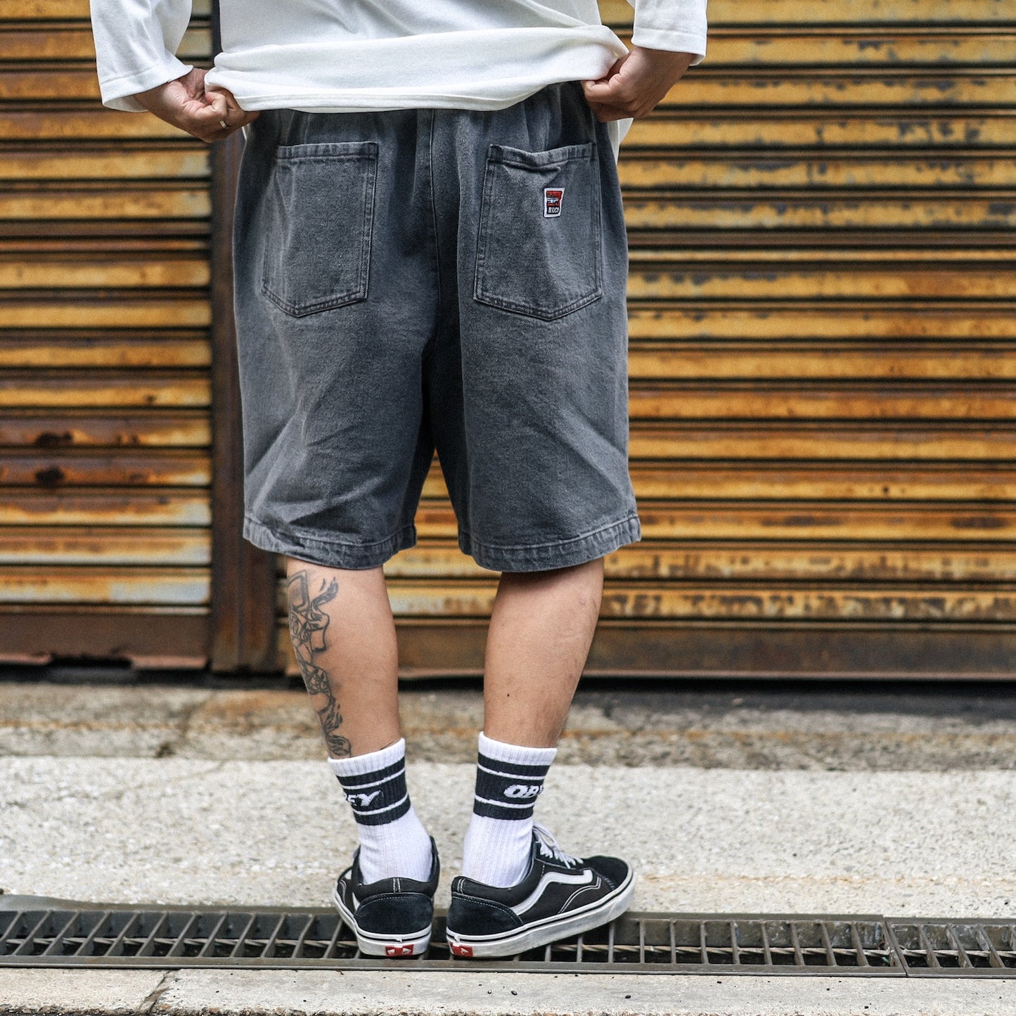 BLUCO / 12OZ DENIM EASY WORK SHORTS (BLACK)