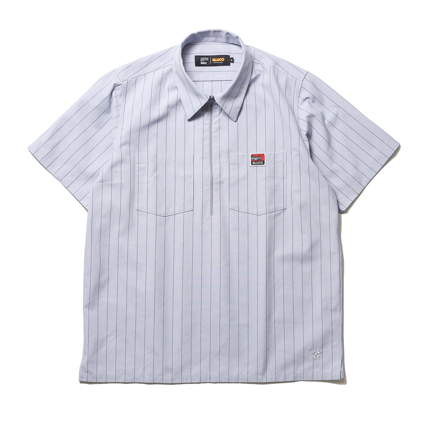 BLUCO / PULLOVER STRIPE WORK SHIRT S/S (SAX BLUE)