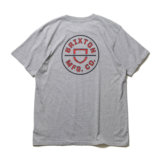 BRIXTON / CREST II S/S STANDARD TEE (HEATHER GREY/NAVY/DARK RED)