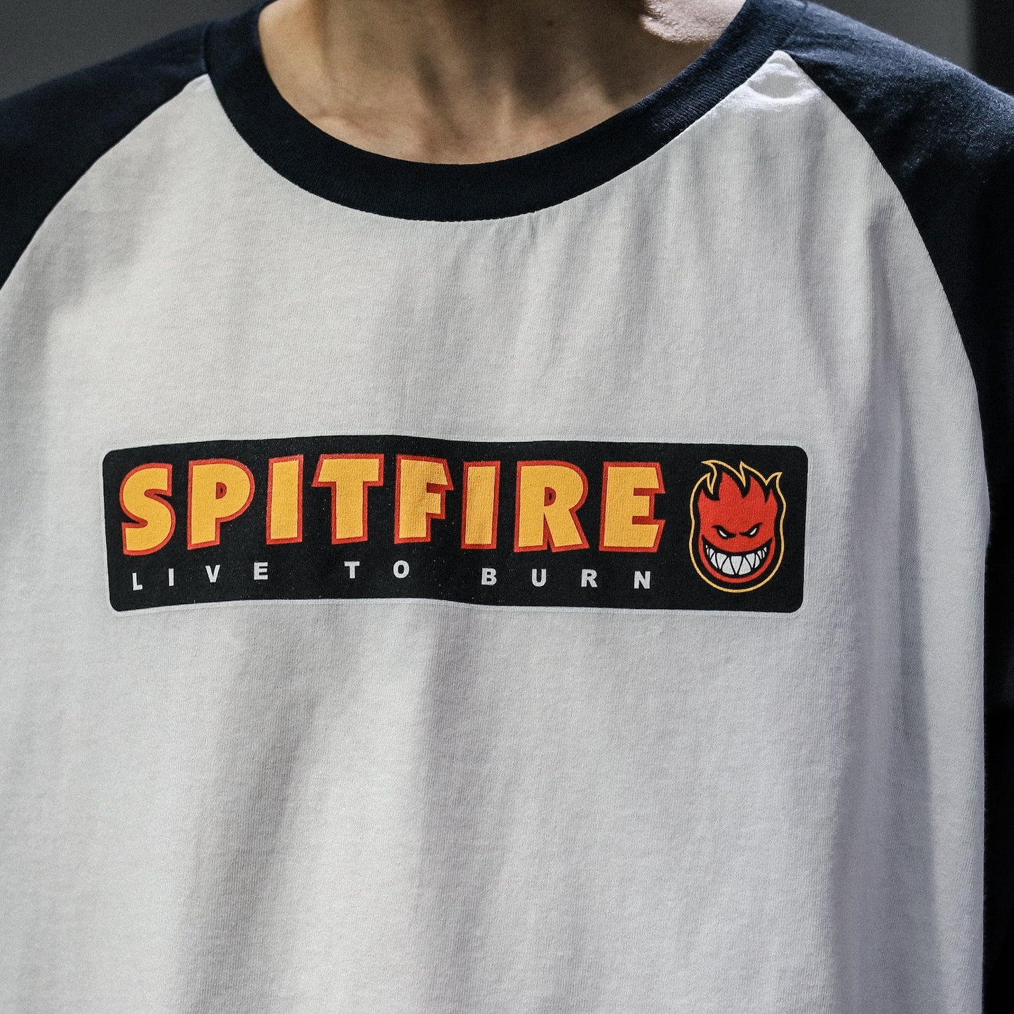 SPITFIRE / LTB PATCH 3/4 TEE (WHITE/BLACK)