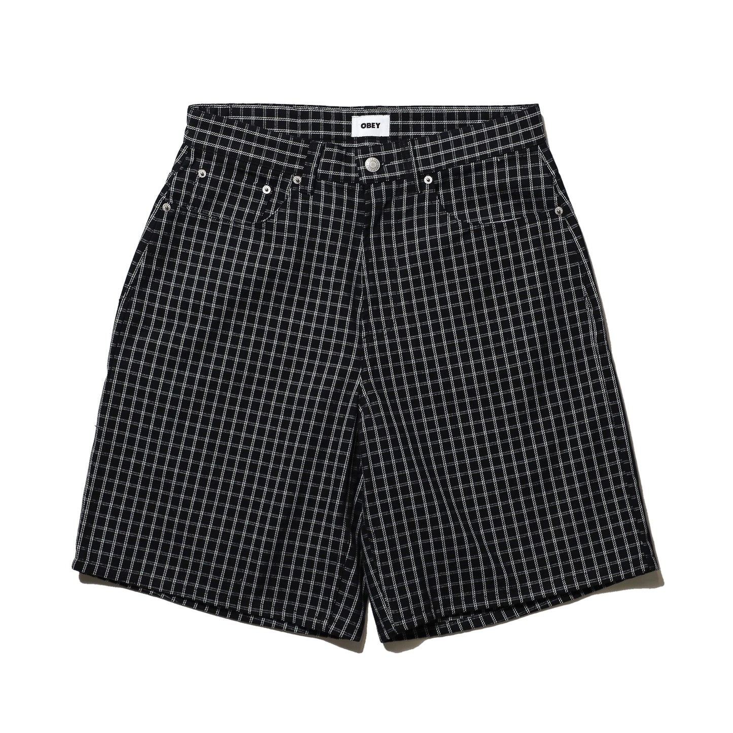 OBEY / PLAID BAGGY DENIM SHORT (BLACK MULTI)