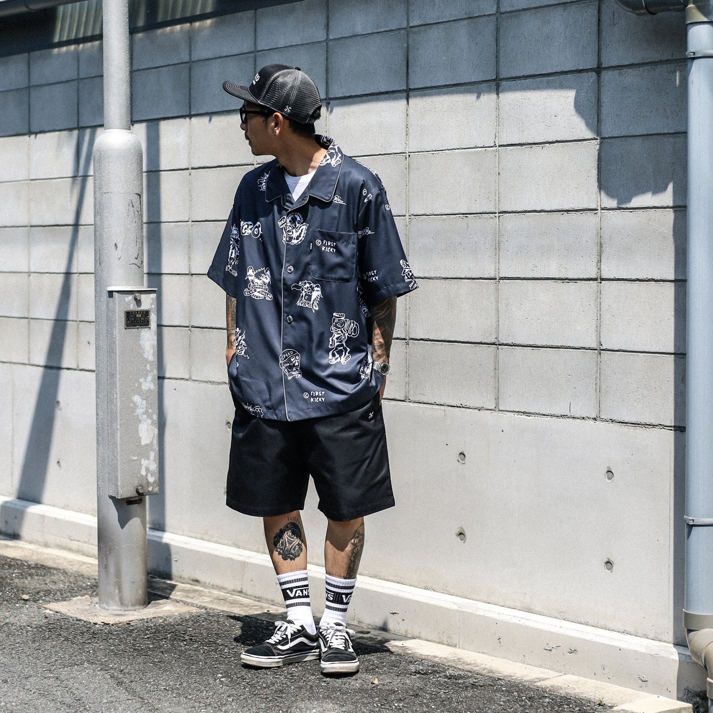 BLUCO / POOLSIDE SHIRT S/S -TATTOO- (CHARCOAL)