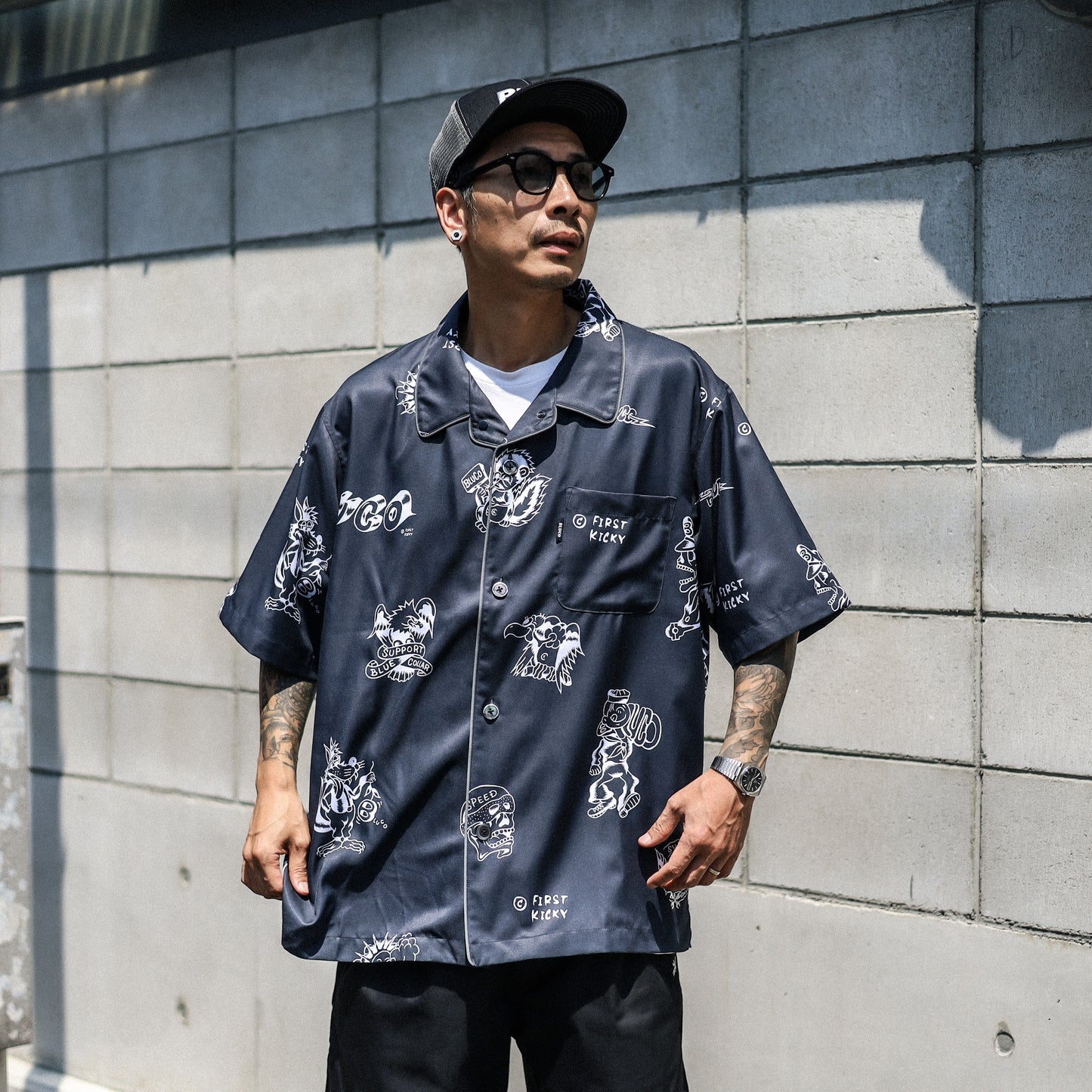 BLUCO / POOLSIDE SHIRT S/S -TATTOO- (CHARCOAL)
