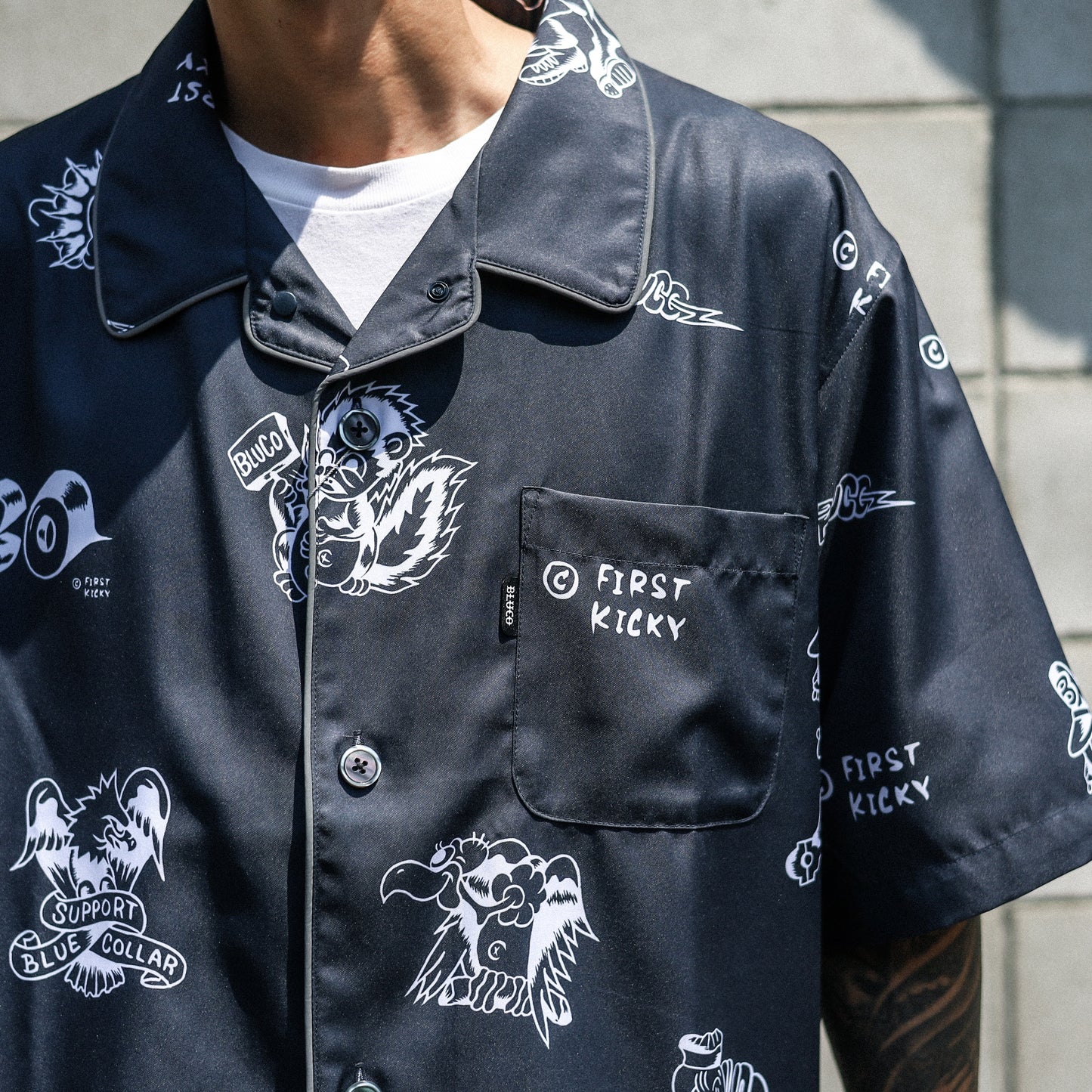 BLUCO / POOLSIDE SHIRT S/S -TATTOO- (CHARCOAL)