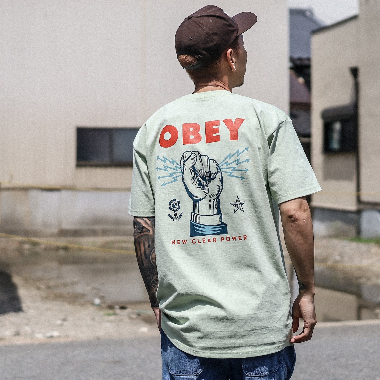 OBEY / NEW CLEAR POWER CLASSIC TEE (CUCUMBER)